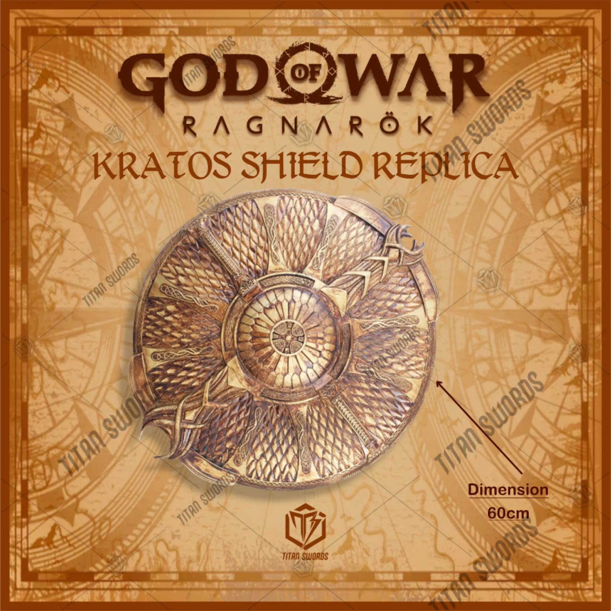 Premium God of War Kratos Guardian Shield Replica with Norse engravings.