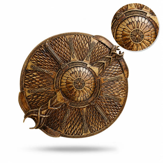 Kratos Shield Prop Replica back view showing handle and chain – God of War collectible