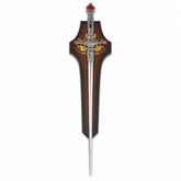 Harry Potter Godric Gryffindor Sword HP display replica with silver fantasy styling, ornate handle details, decorative collector appeal, cosplay prop use, and wizard room decor