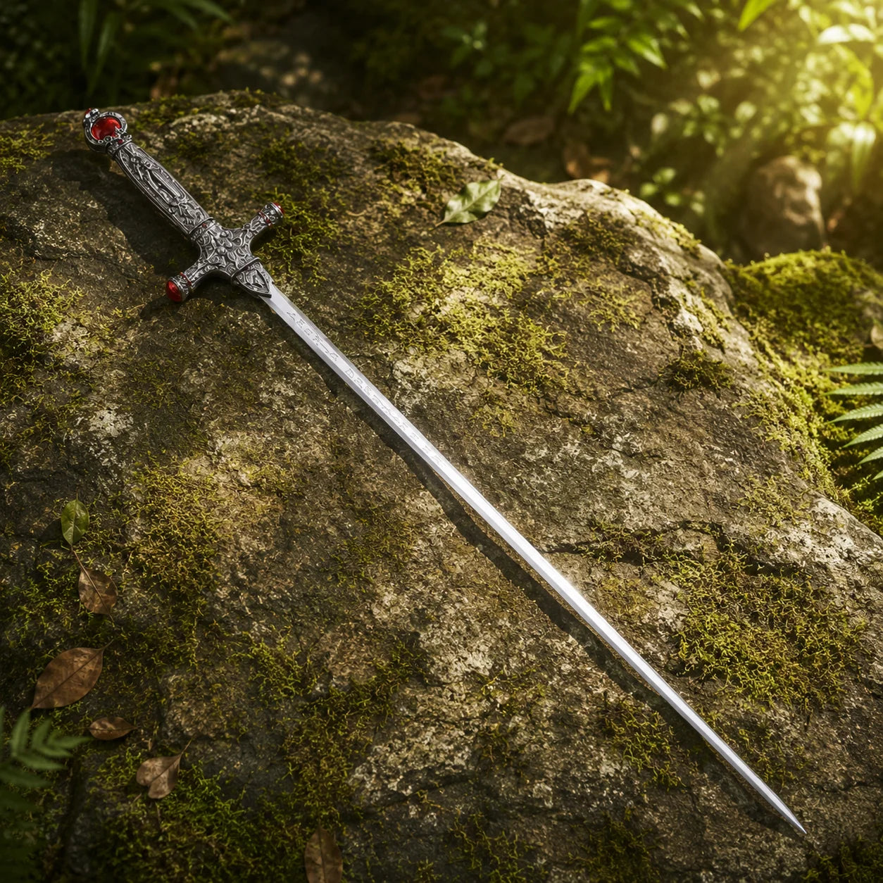 Harry Potter Godric Gryffindor Sword HP display replica with silver fantasy styling, ornate handle details, decorative collector appeal, cosplay prop use, and wizard room decor