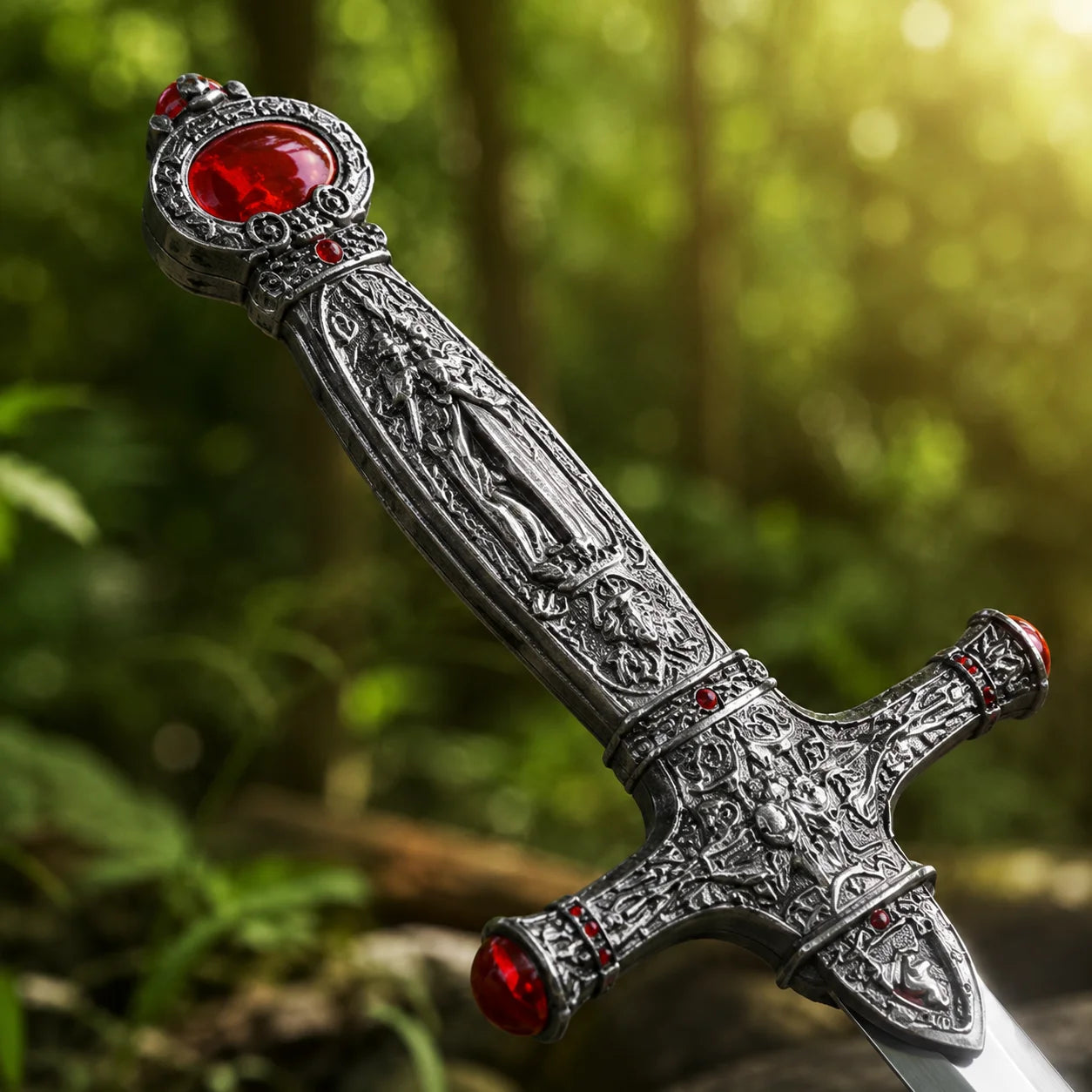 Harry Potter Godric Gryffindor Sword HP display replica with silver fantasy styling, ornate handle details, decorative collector appeal, cosplay prop use, and wizard room decor