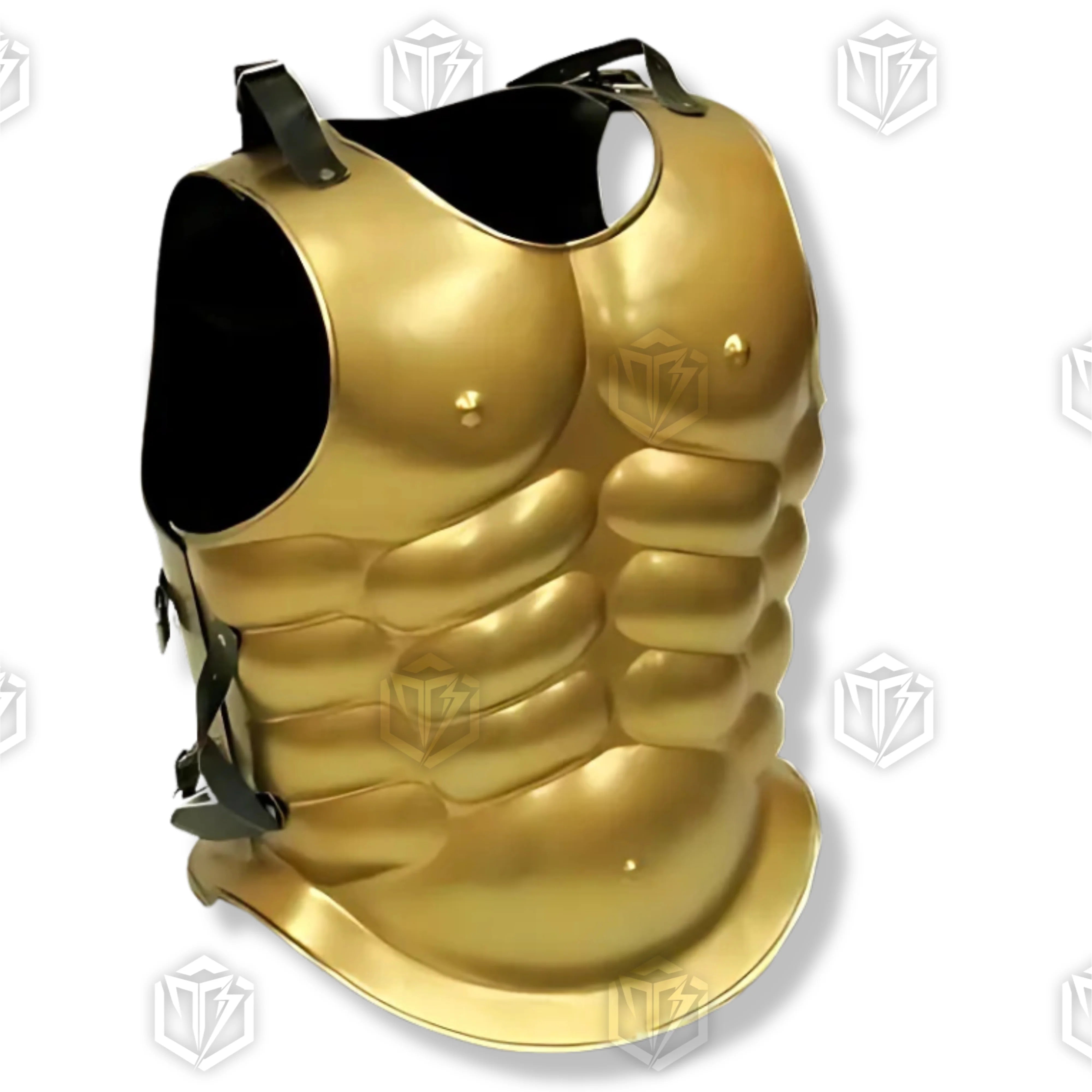 Premium Greek Muscle Cuirass Armor Steel Breastplate Replica Gold with high-carbon stainless steel.