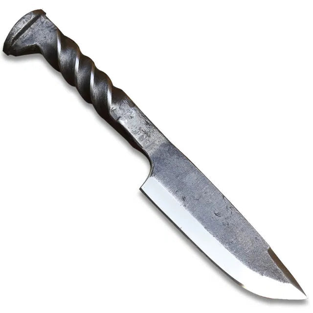 Full tang construction and leather sheath with belt loop on spike knife