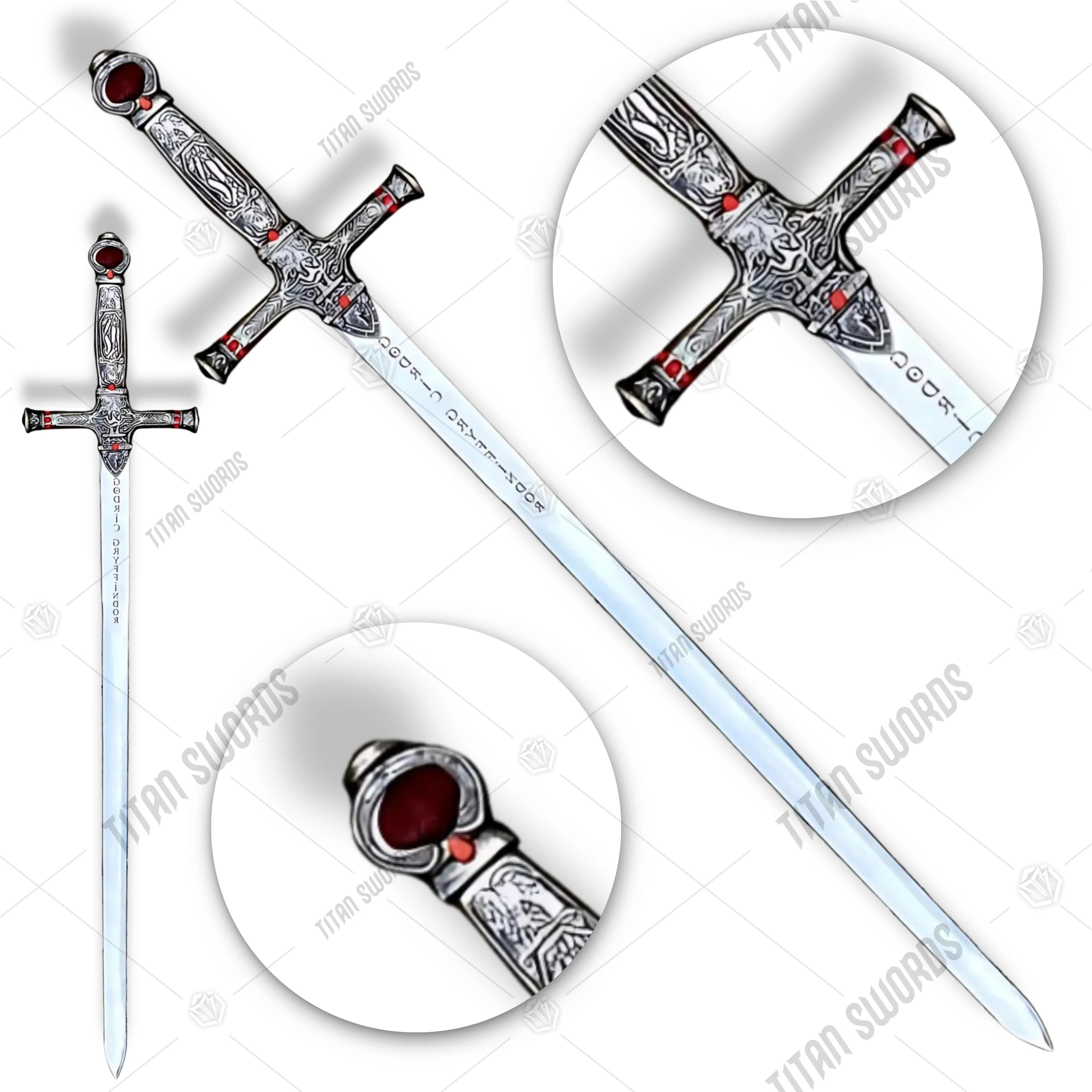 Premium Harry Potter Godric Gryffindor Sword Replica with ruby cabochons.