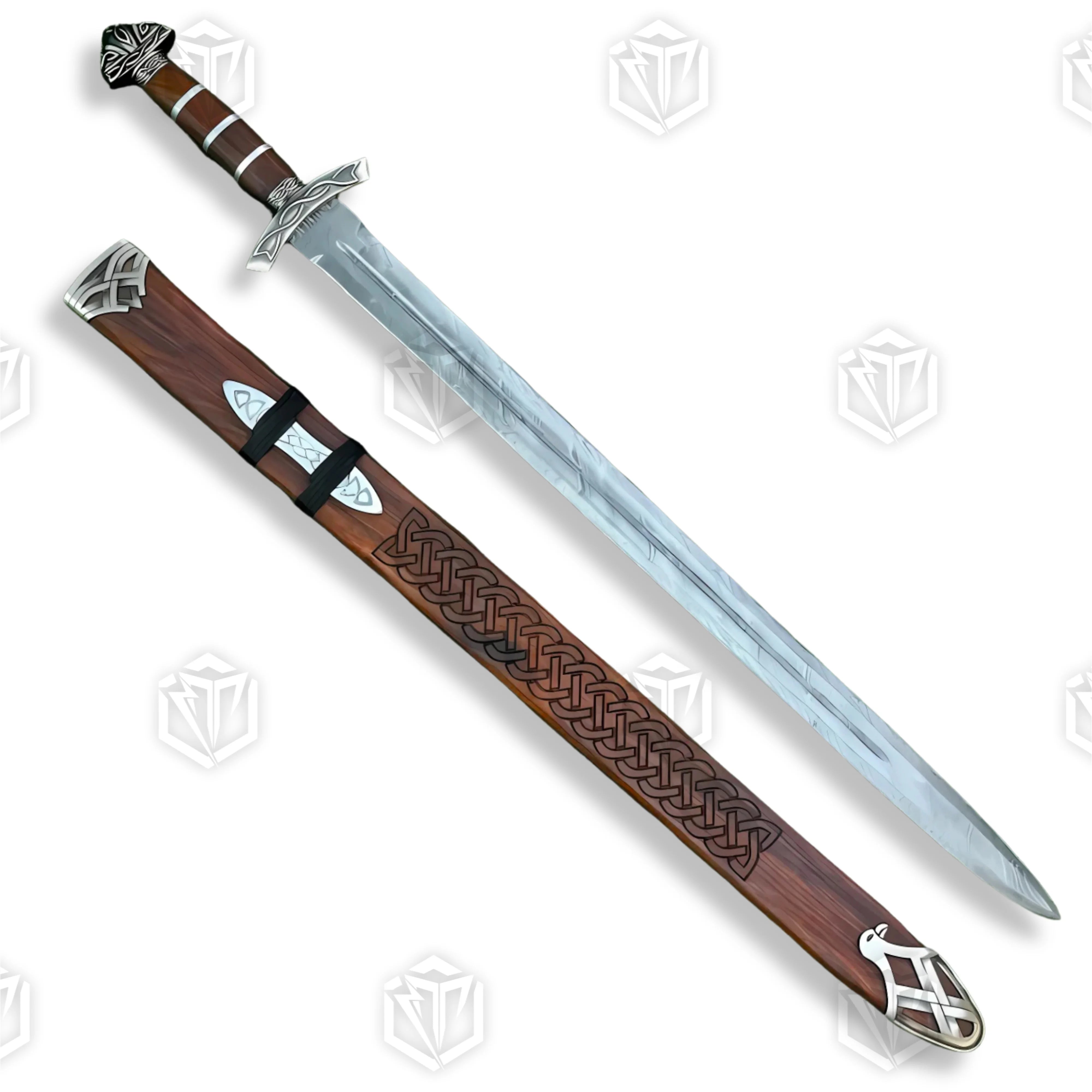 Premium Heritage Damascus Sword Viking Replica with hand-forged steel.