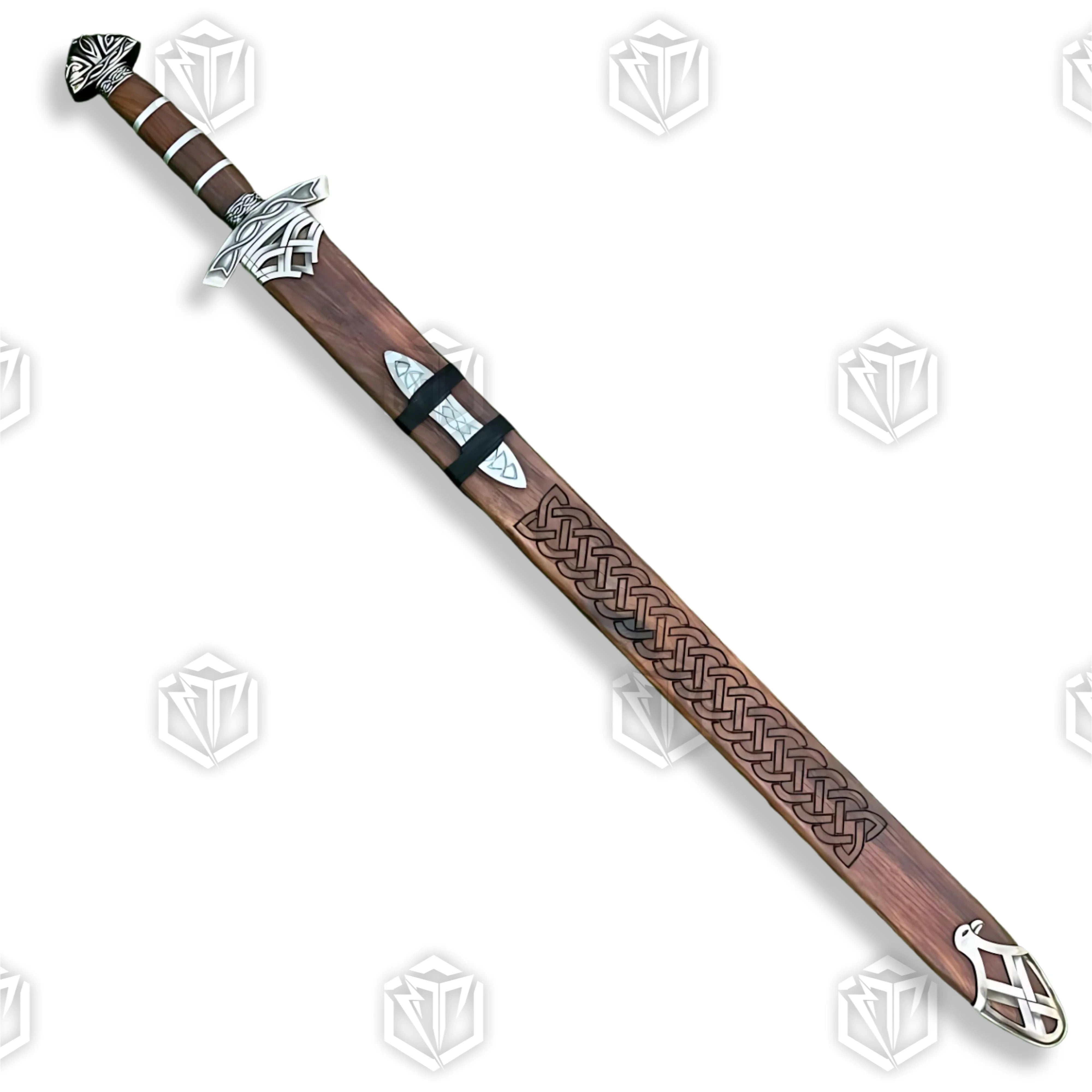 Premium Heritage Damascus Sword Viking Replica with hand-forged steel.