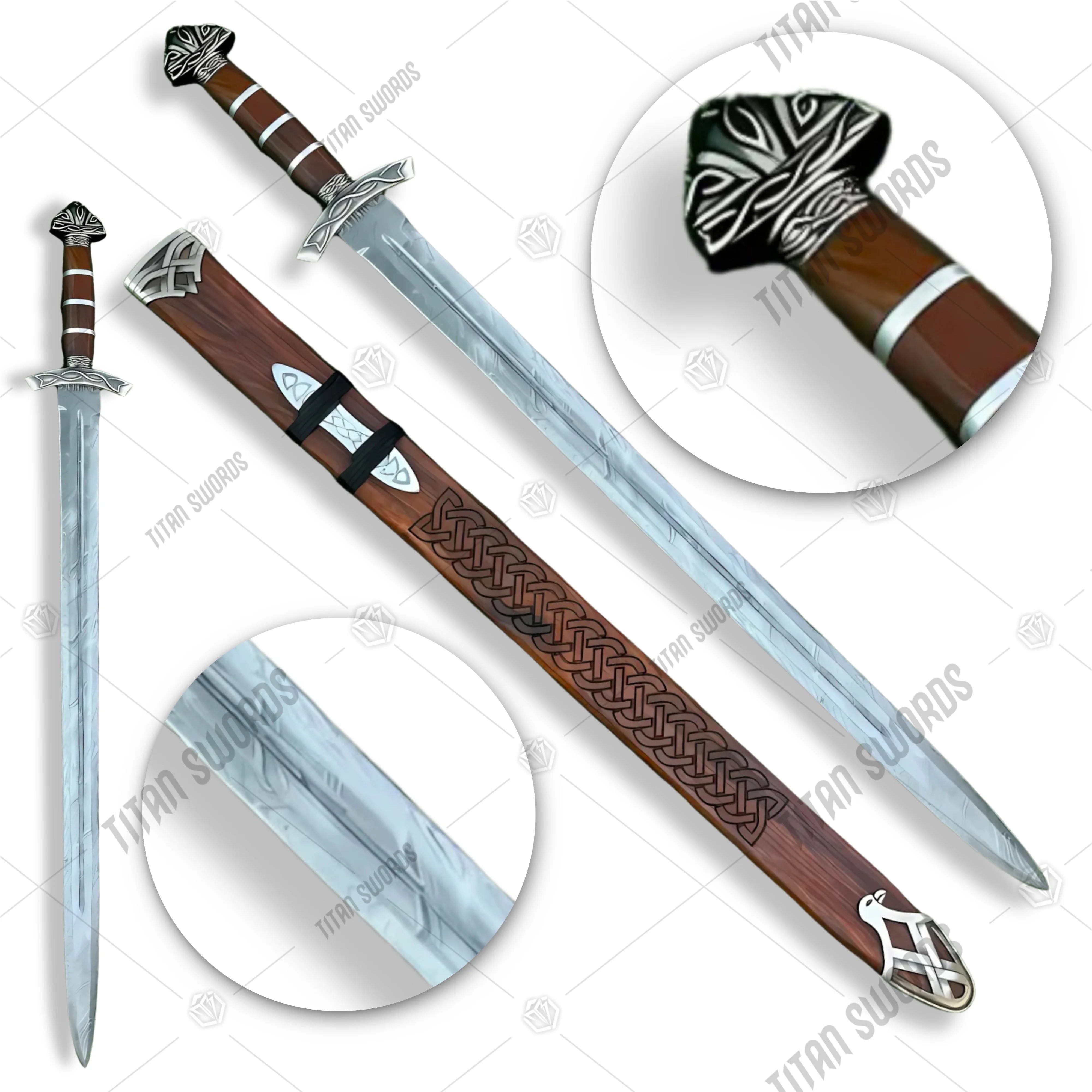 Premium Heritage Damascus Sword Viking Replica with hand-forged steel.