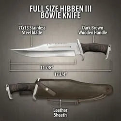 Full Size Hibben III Bowie Knife & Leather sheath | 1988 Rambo Reproduction