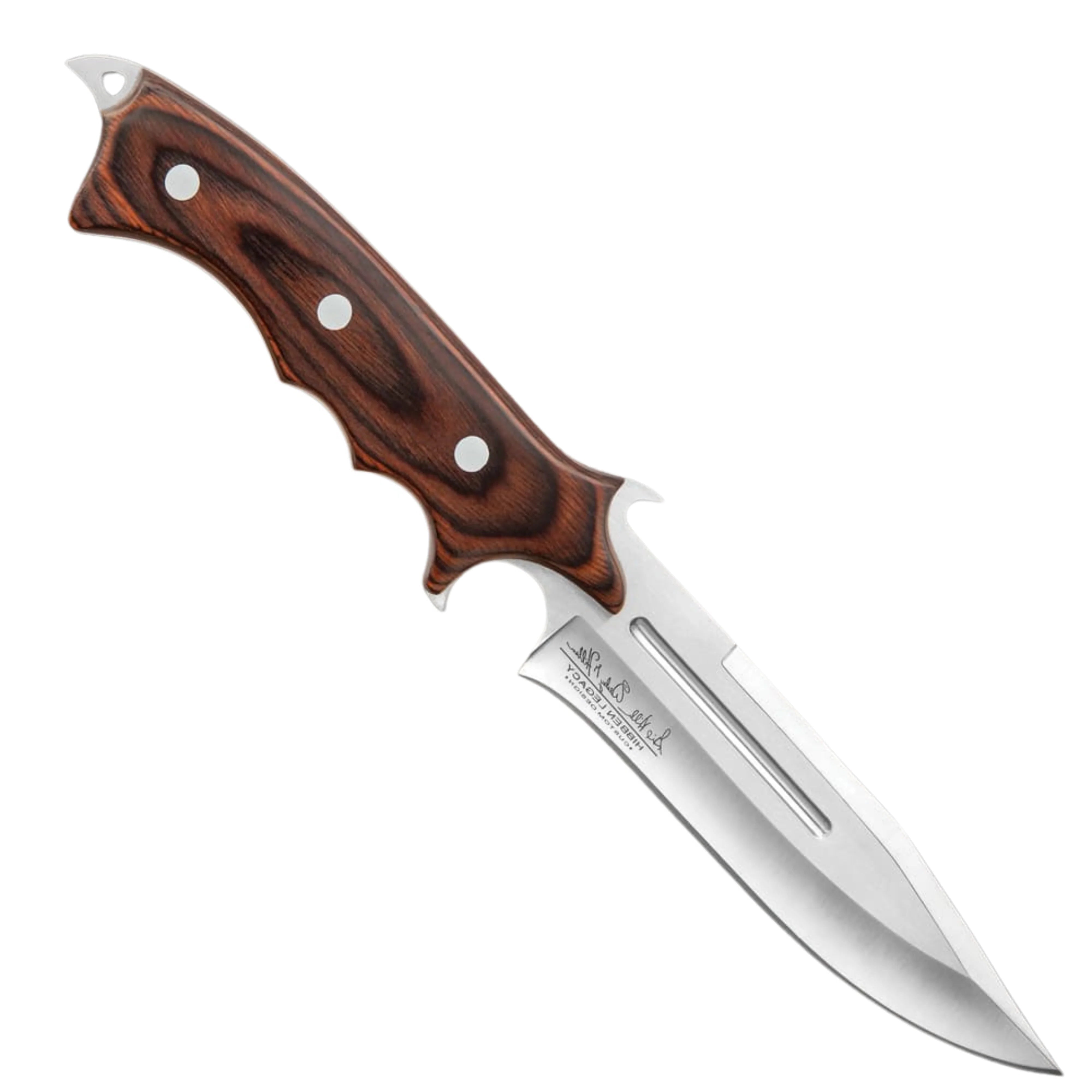 Hibben Legacy Combat Fighter II knife with 5.875-inch 7Cr17 blade and leather sheath for collection