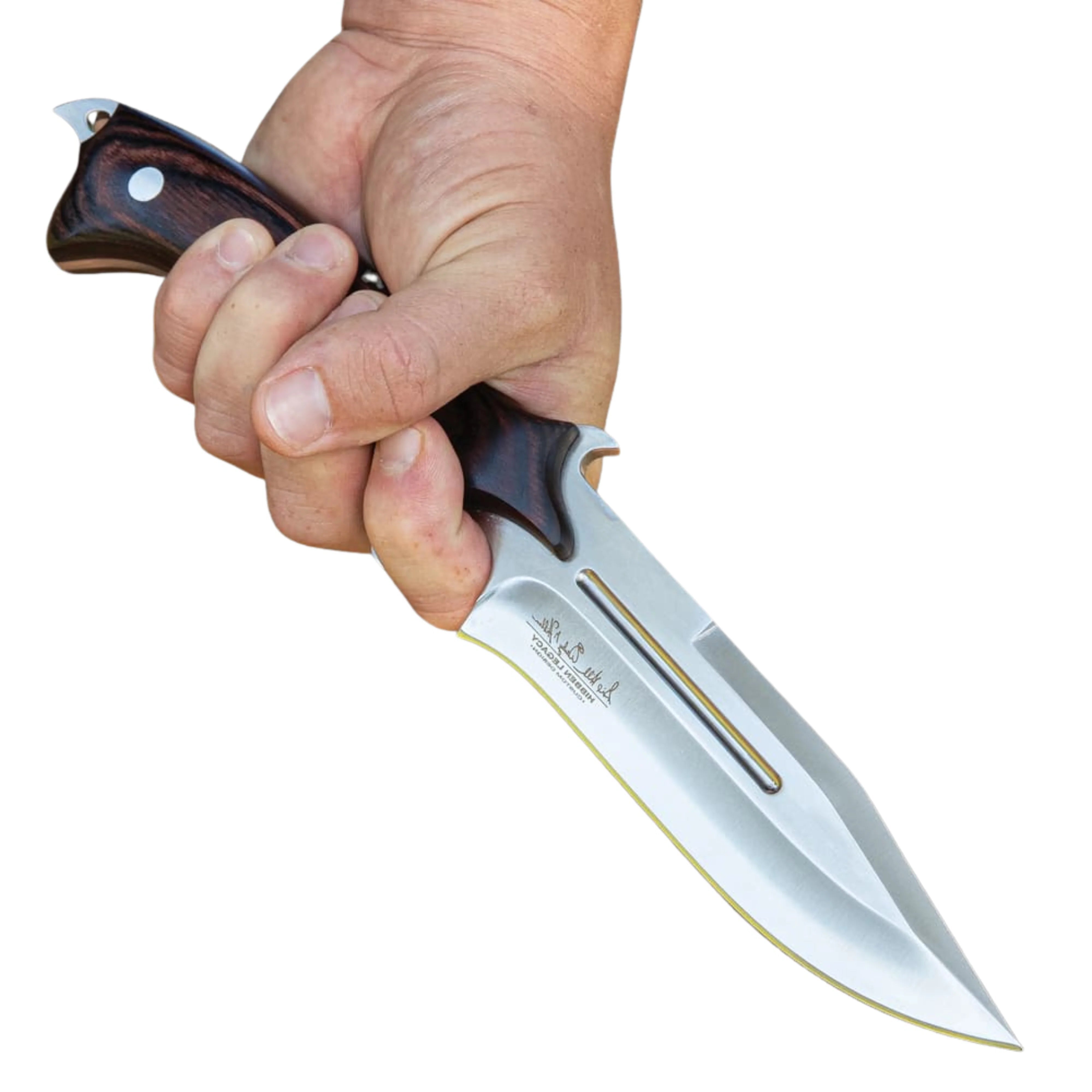 Hibben Legacy Combat Fighter II knife with 5.875-inch 7Cr17 blade and leather sheath for collection