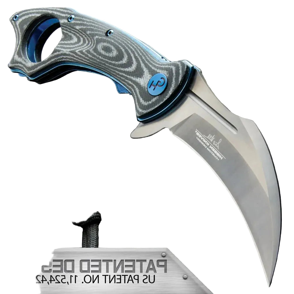 Elite Hibben Warbird folding karambit deployed view