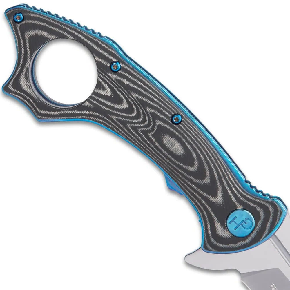 Elite Hibben Warbird folding karambit deployed view