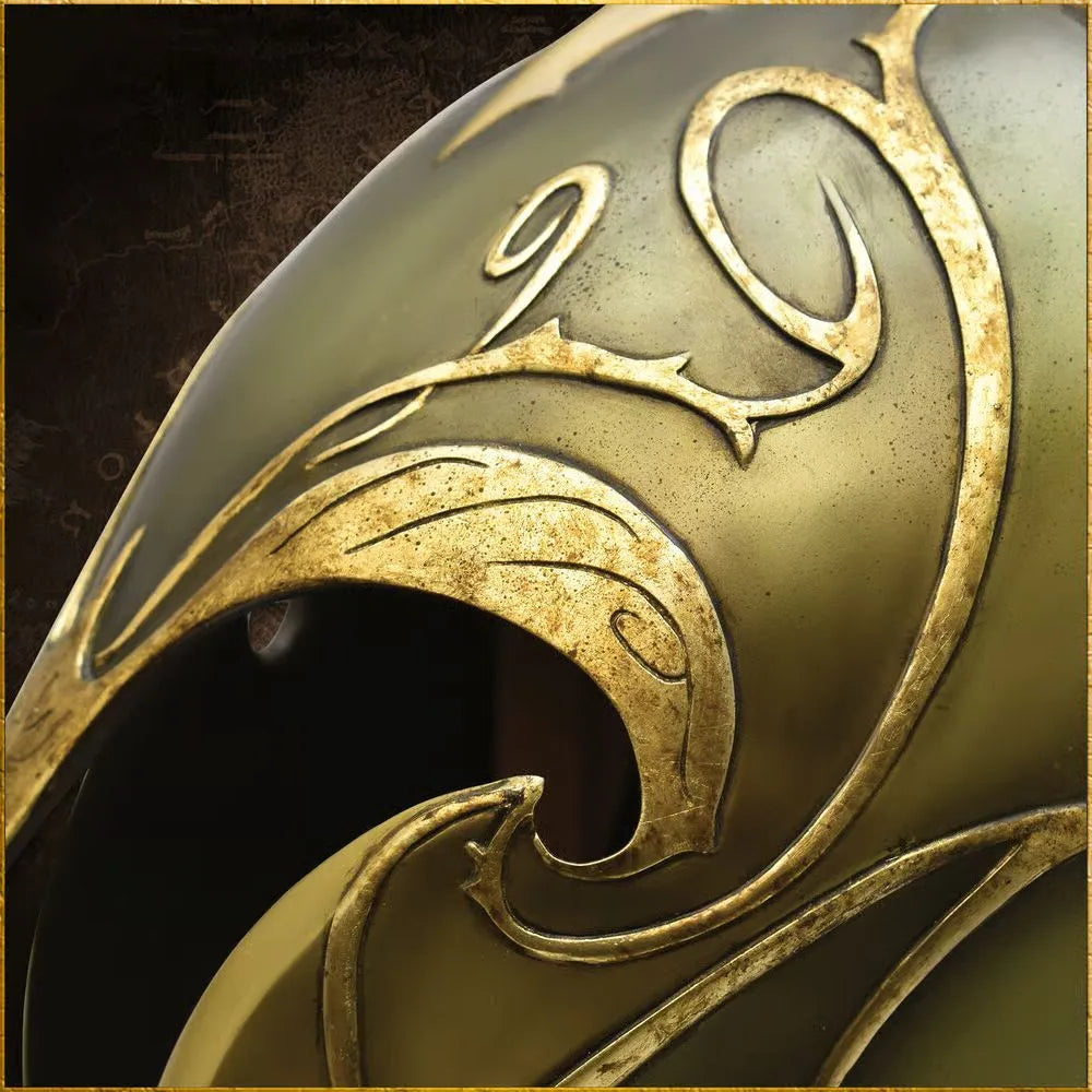 Reinforced polyresin finish detail on High Elven War Helm replica