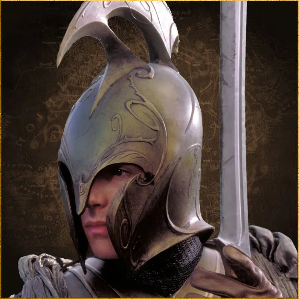 Reinforced polyresin finish detail on High Elven War Helm replica