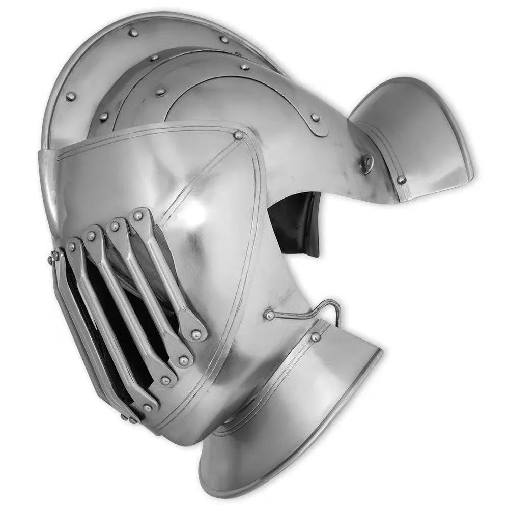 Knight helmet interior view with padding for reenactment