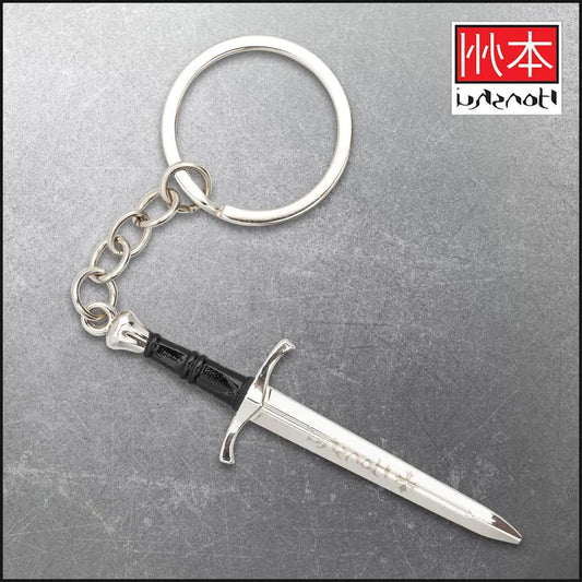 Honshu Crusader Quillon dagger keychain with 2-inch stainless blade and metal ring for EDC