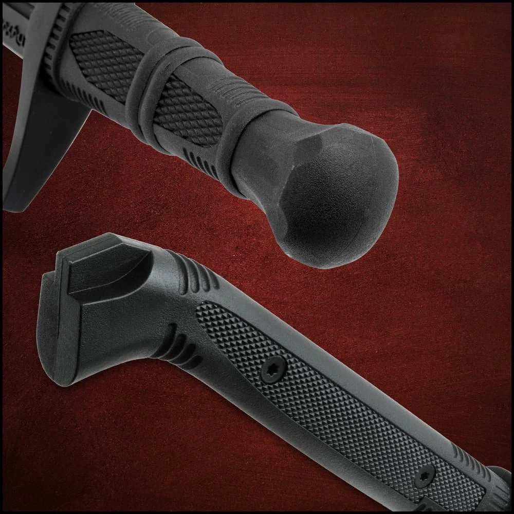 Honshu Eastern Martial Arts Set katana and dagger handle detail – textured grip black display set