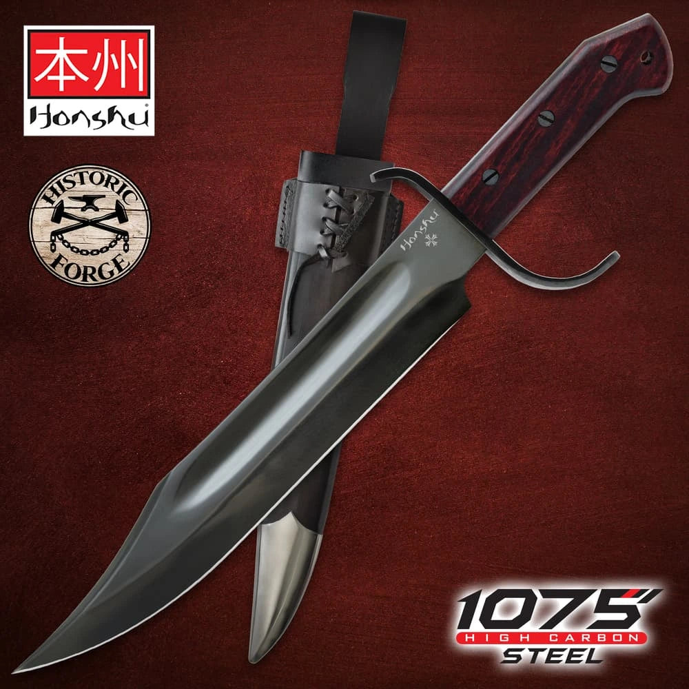 The Honshu Historic Forge Pioneer Bowie Knife is a bold tribute to the legendary blades of the past, reimagined with modern craftsmanship.