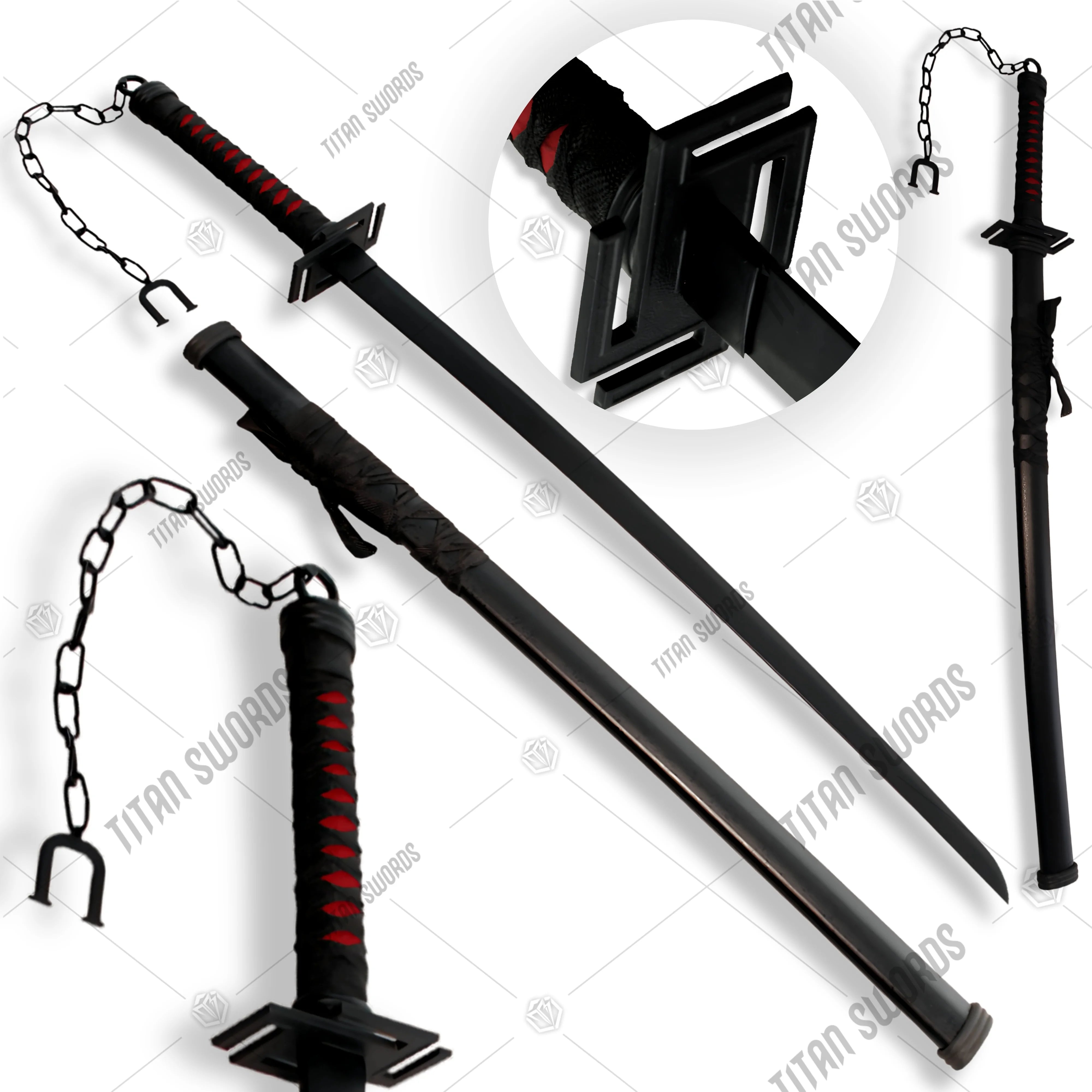 Premium Ichigo Bankai Tensa Zangetsu Sword Replica with black blade.