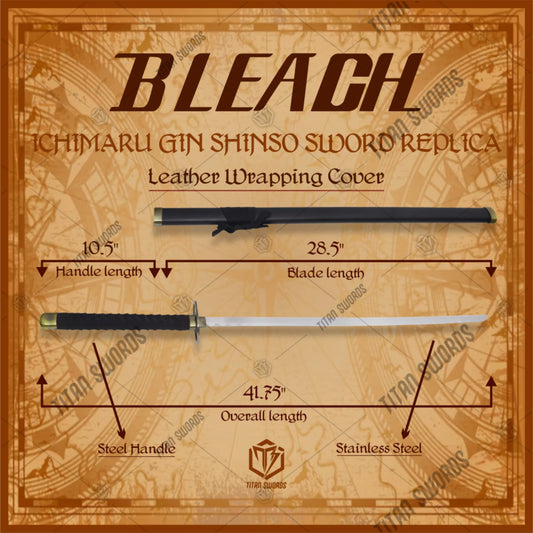 Premium Ichimaru Gin Shinso Zanpakuto Sword Replica with polished blade.