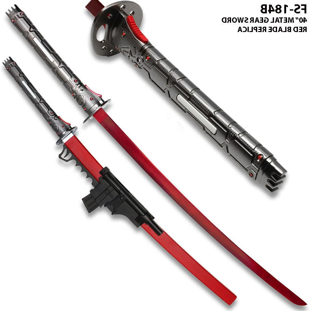 Premium Metal Gear Rising Revengeance Jetstream Sam Muramasa Sword display collectible with polished decorative finish, intricate futuristic engravings, precision-crafted details, and exceptional presentation for collector cabinets, convention displays, and gaming décor.