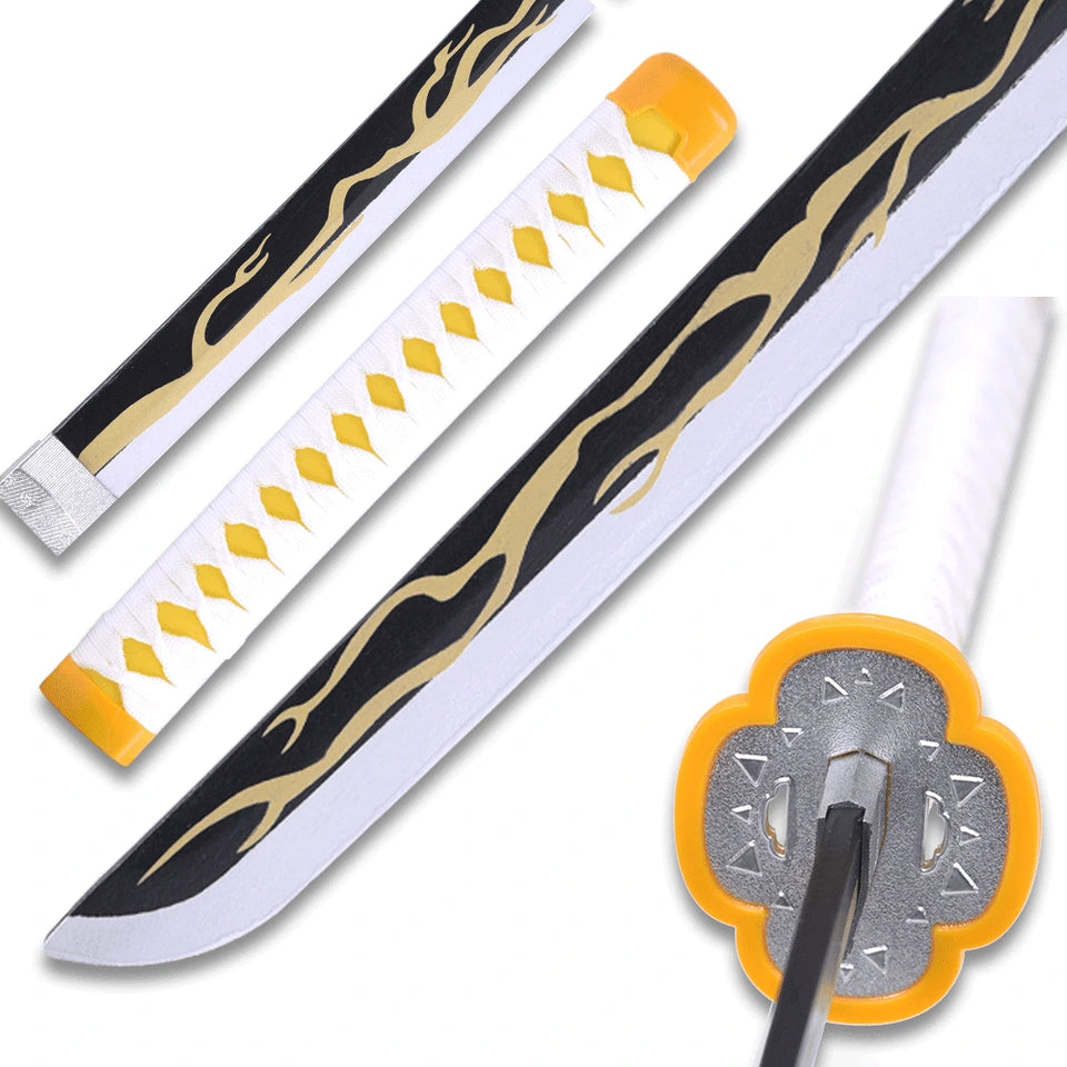 Premium Kaigaku Nichirin wooden Sword with coordinated plastic scabbard for Demon Slayer collectors and anime enthusiasts