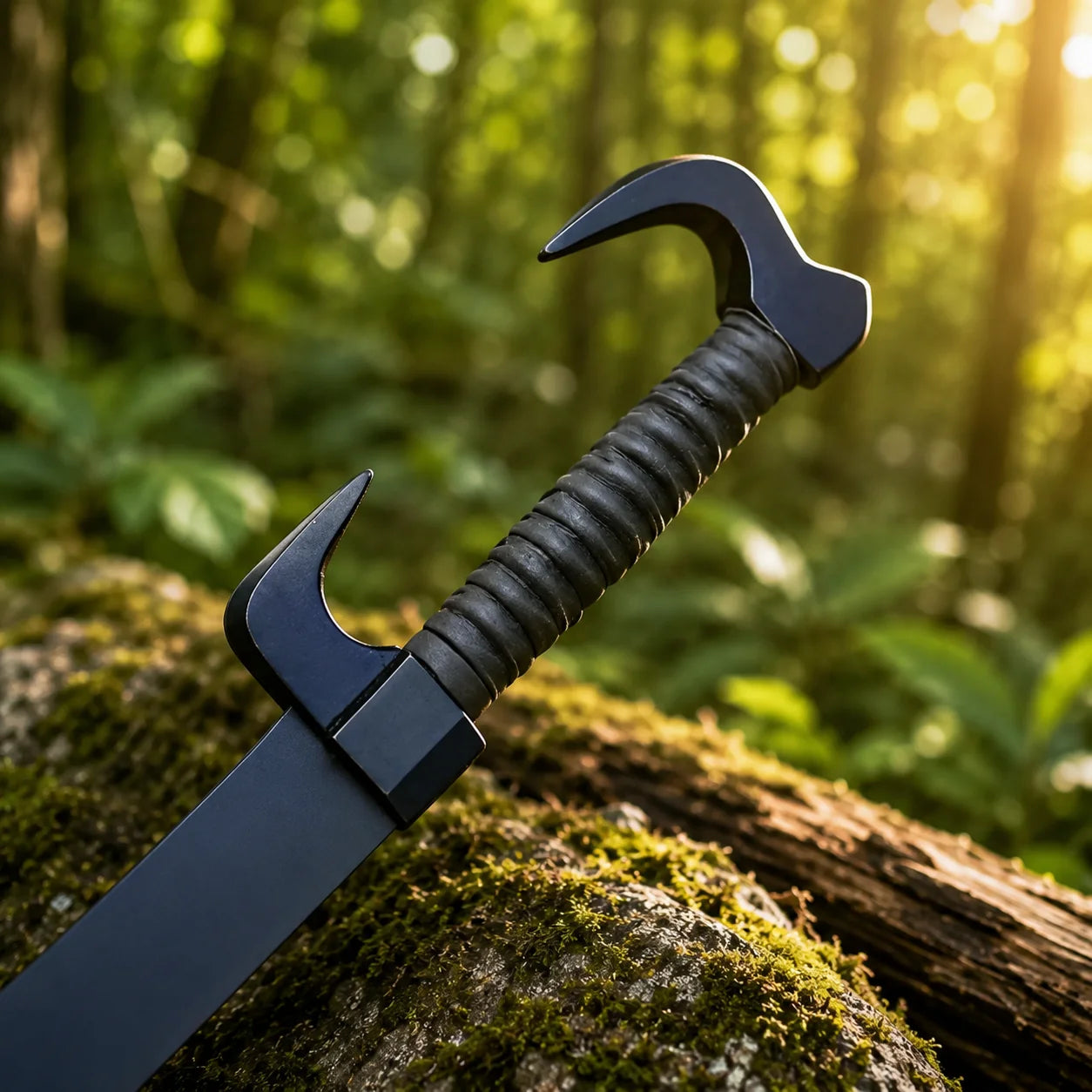 Close-up of King Leonidas Spartan Sword Replica 300 handle with wrapped grip and hook pommel