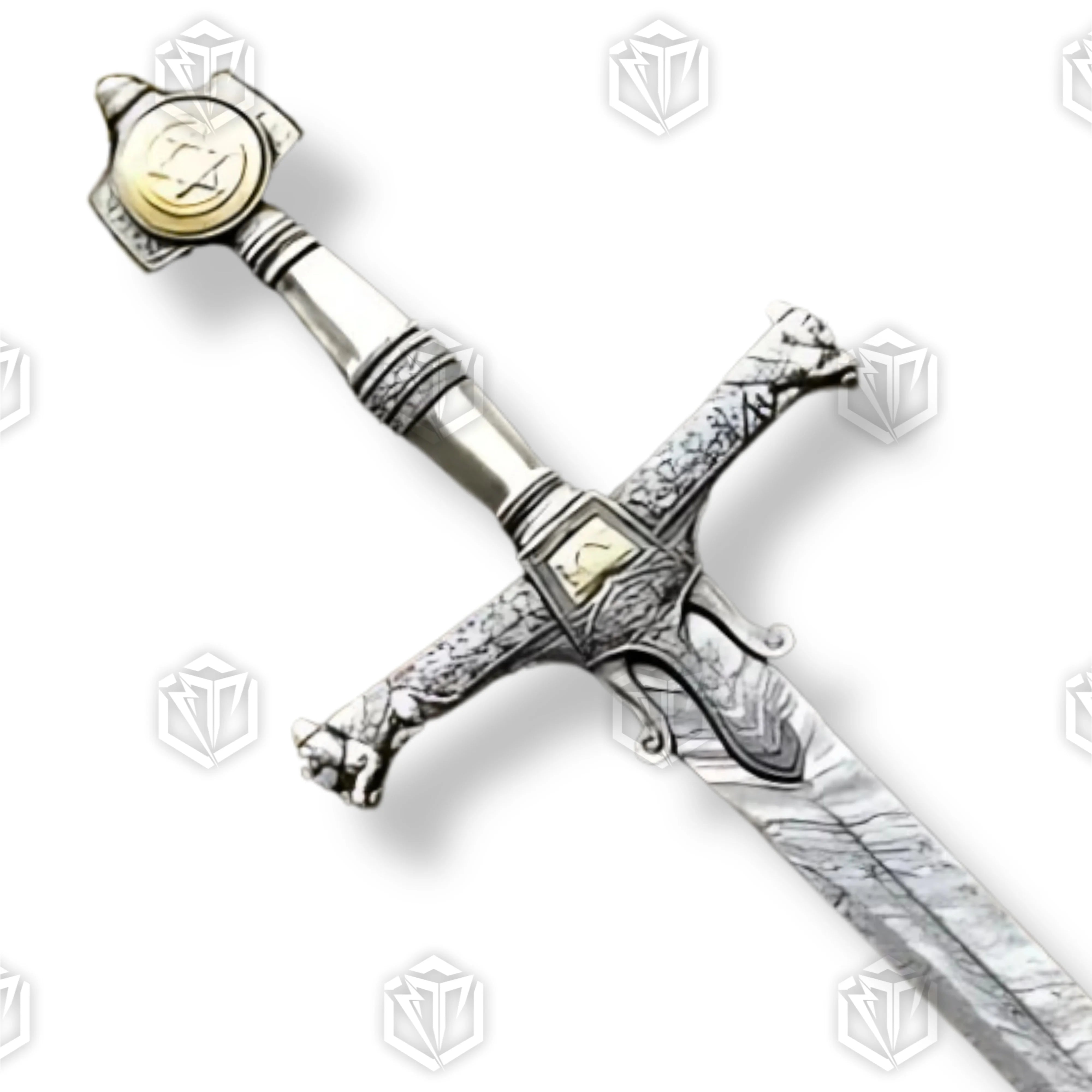 Premium King Solomon Star of David Sword Replica with Damascus steel.