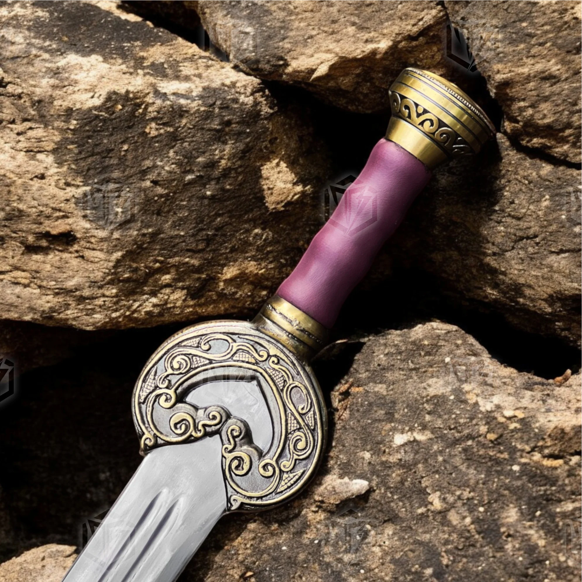 Premium King Théoden’s Herugrim Rohan Valor Sword Replica LOTR with Mahogany Plaque Stand
