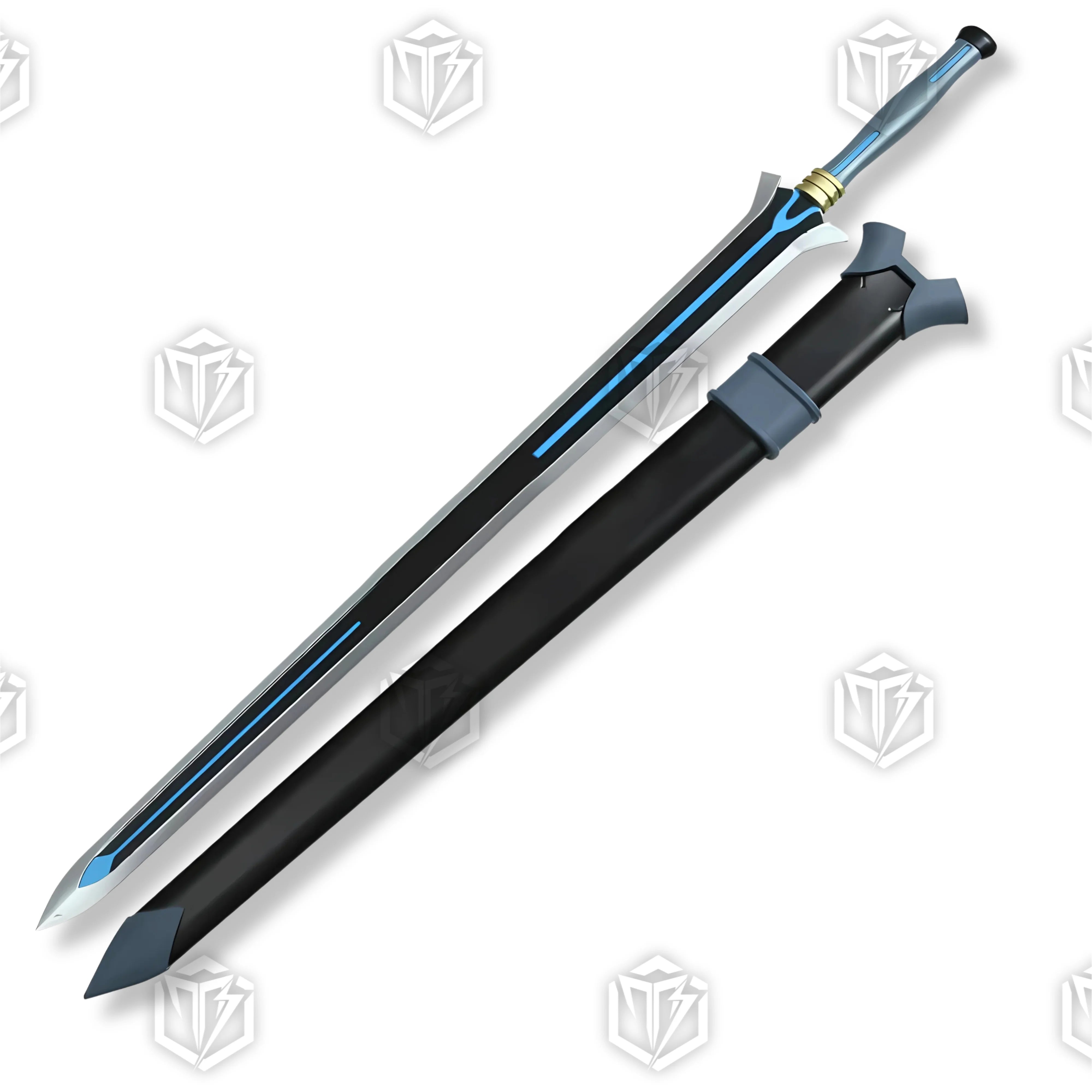 Premium Kirito Ordinal Scale Foam Sword Replica From SAO with blue and gold accents.