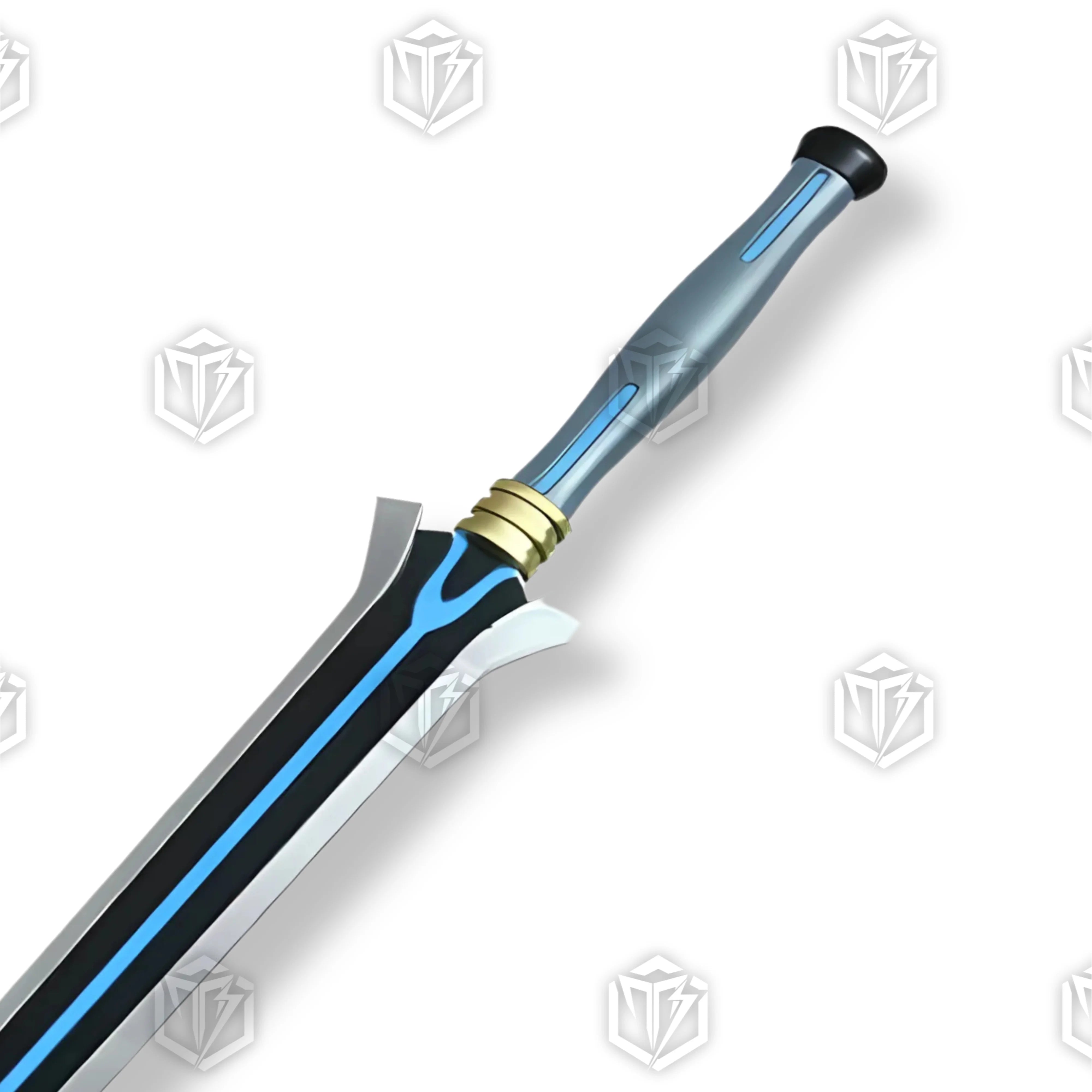 Premium Kirito Ordinal Scale Foam Sword Replica From SAO with blue and gold accents.