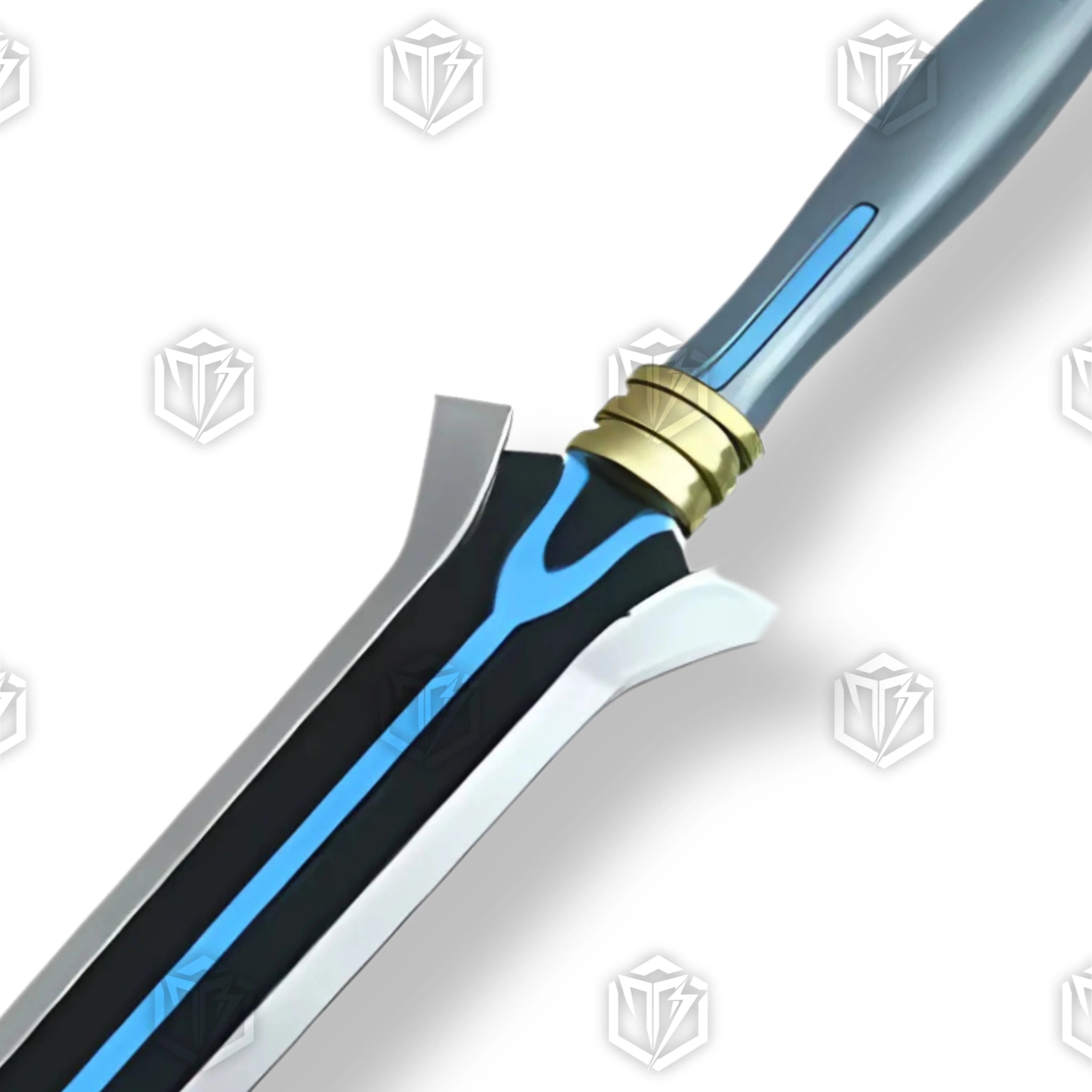 Premium Kirito Ordinal Scale Foam Sword Replica From SAO with blue and gold accents.
