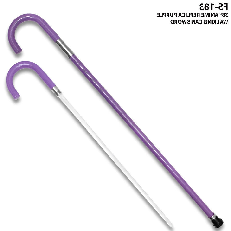 Close-up of the Kisuke Urahara Benihime Shikomizue display collectible showing the anime-inspired handle, decorative craftsmanship, and elegant purple scabbard from the Bleach series.