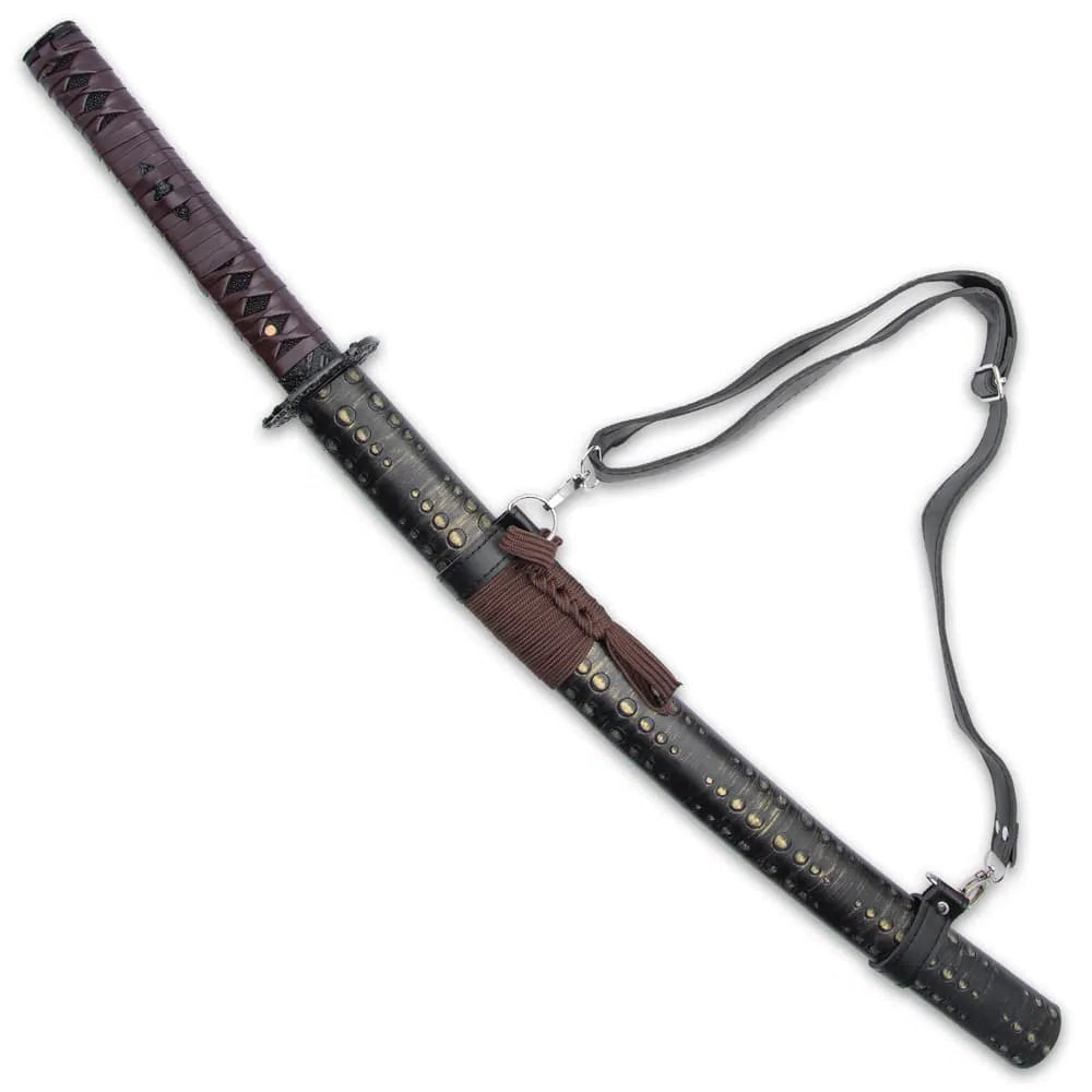 Kojiro Kraken wakizashi with 20.5-inch carbon blade and tentacle leather scabbard for cosplay