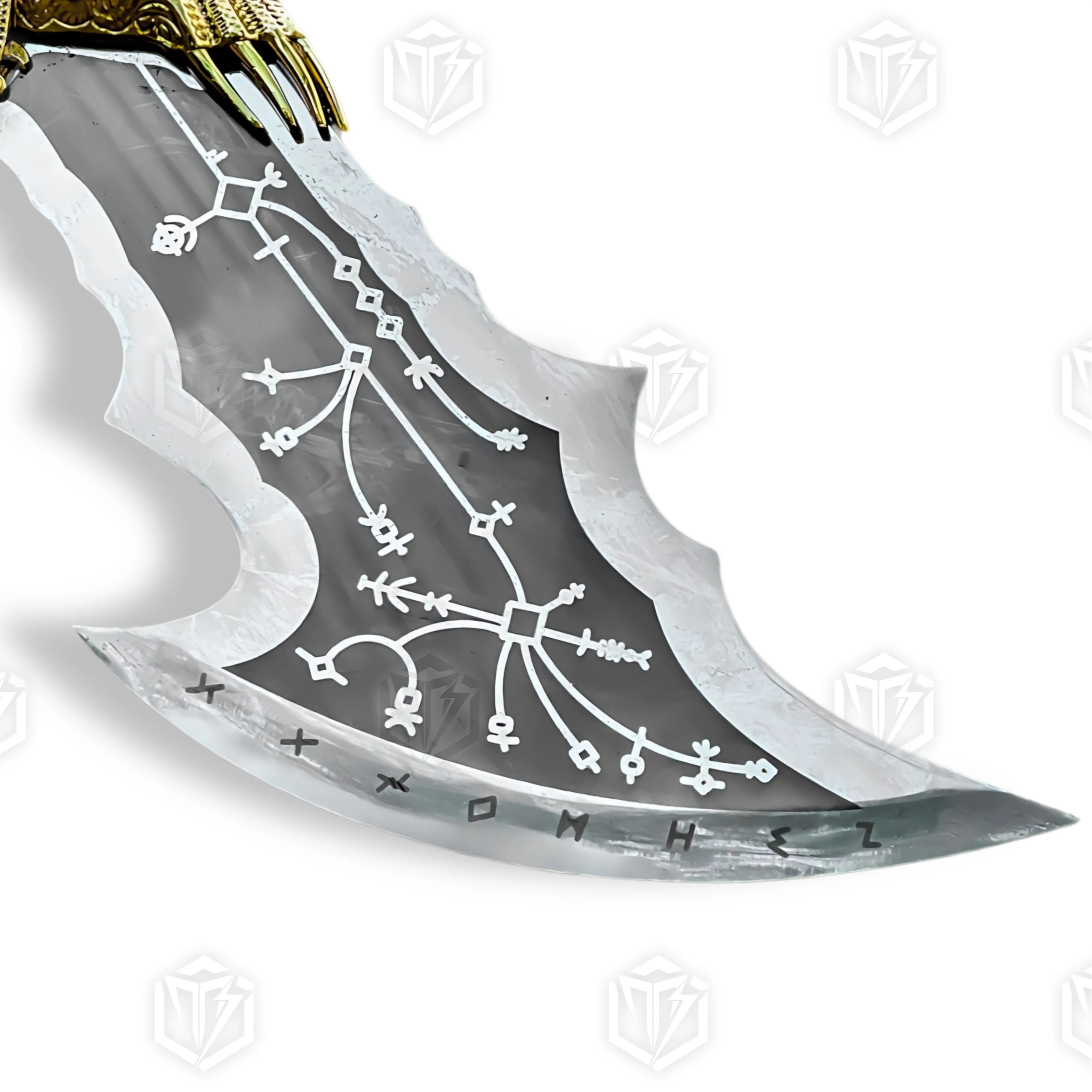 Premium Kratos Gold Spartan Wrath Blades of Chaos Replica GOW with Ebony Plaque