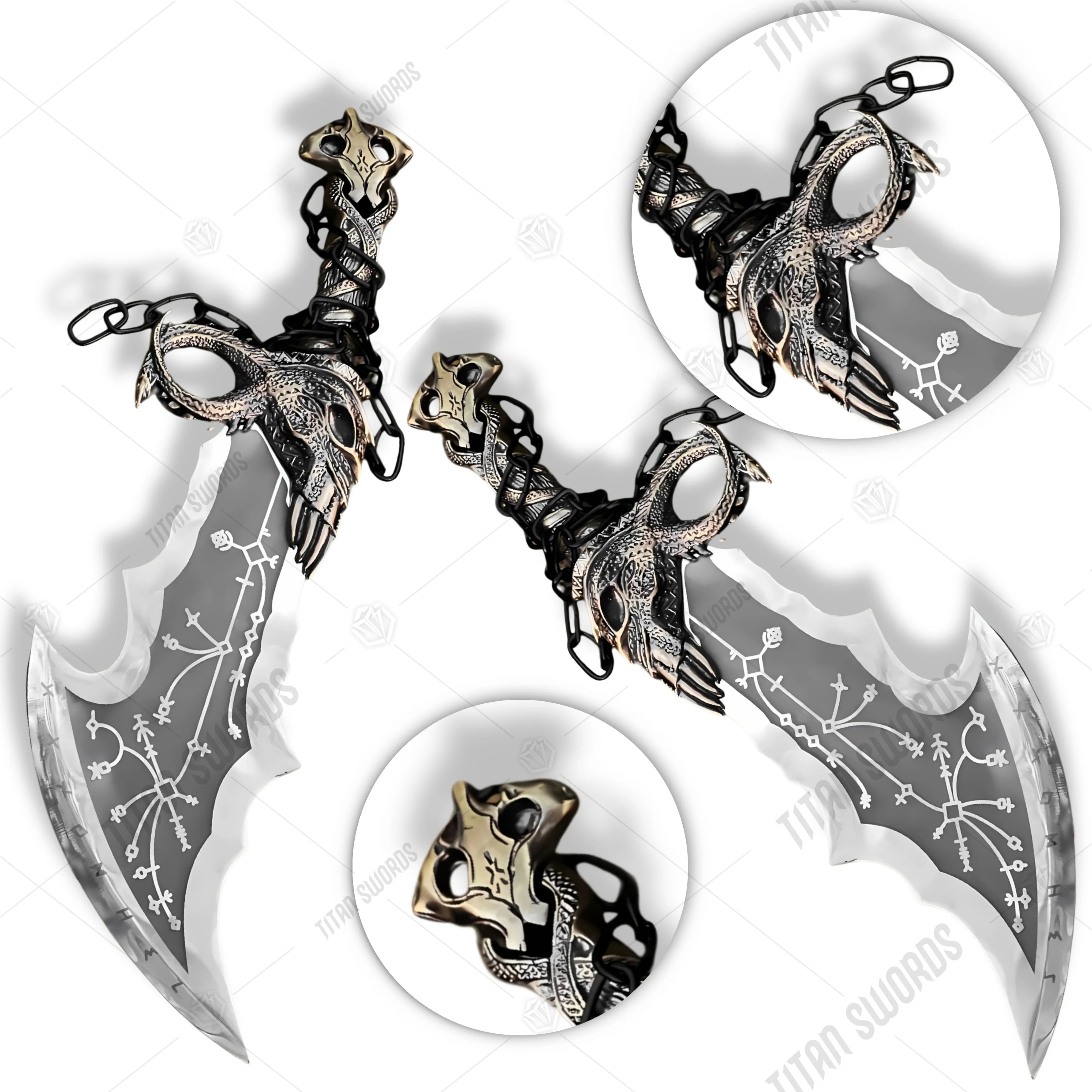 Premium Kratos Metal Blades of Chaos Replica GOW with Ebony Plaque