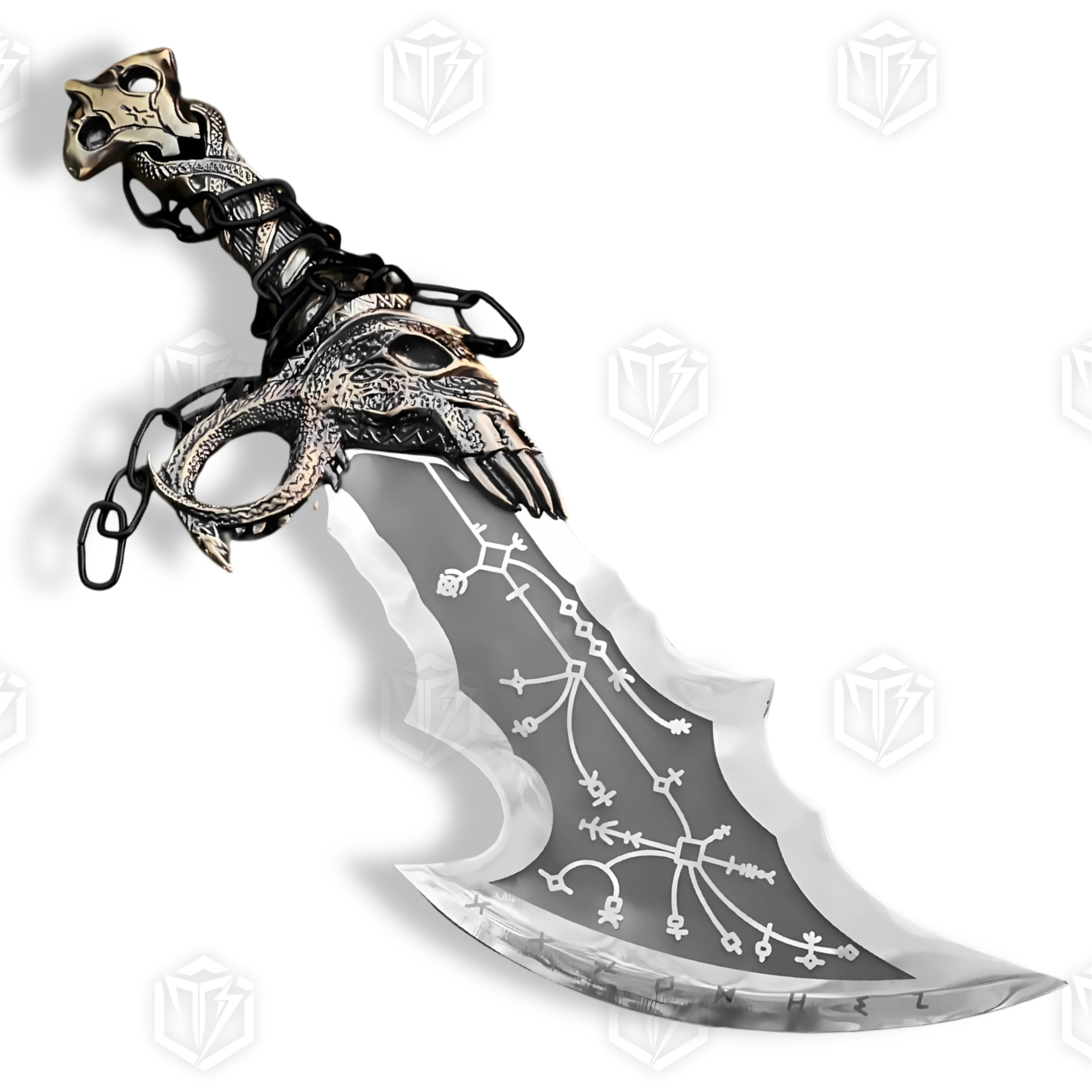 Premium Kratos Metal Blades of Chaos Replica GOW with Ebony Plaque