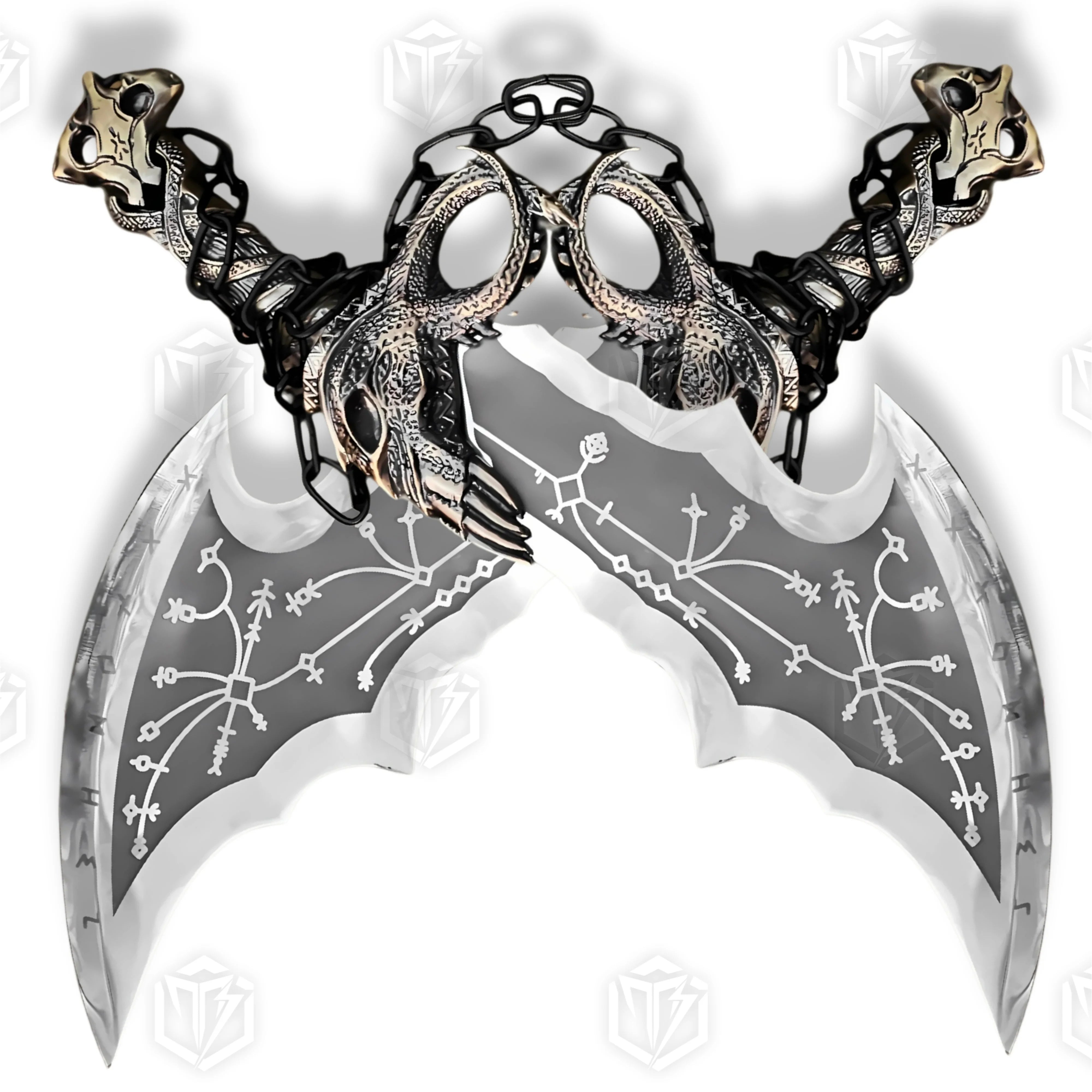 Premium Kratos Metal Blades of Chaos Replica GOW with Ebony Plaque