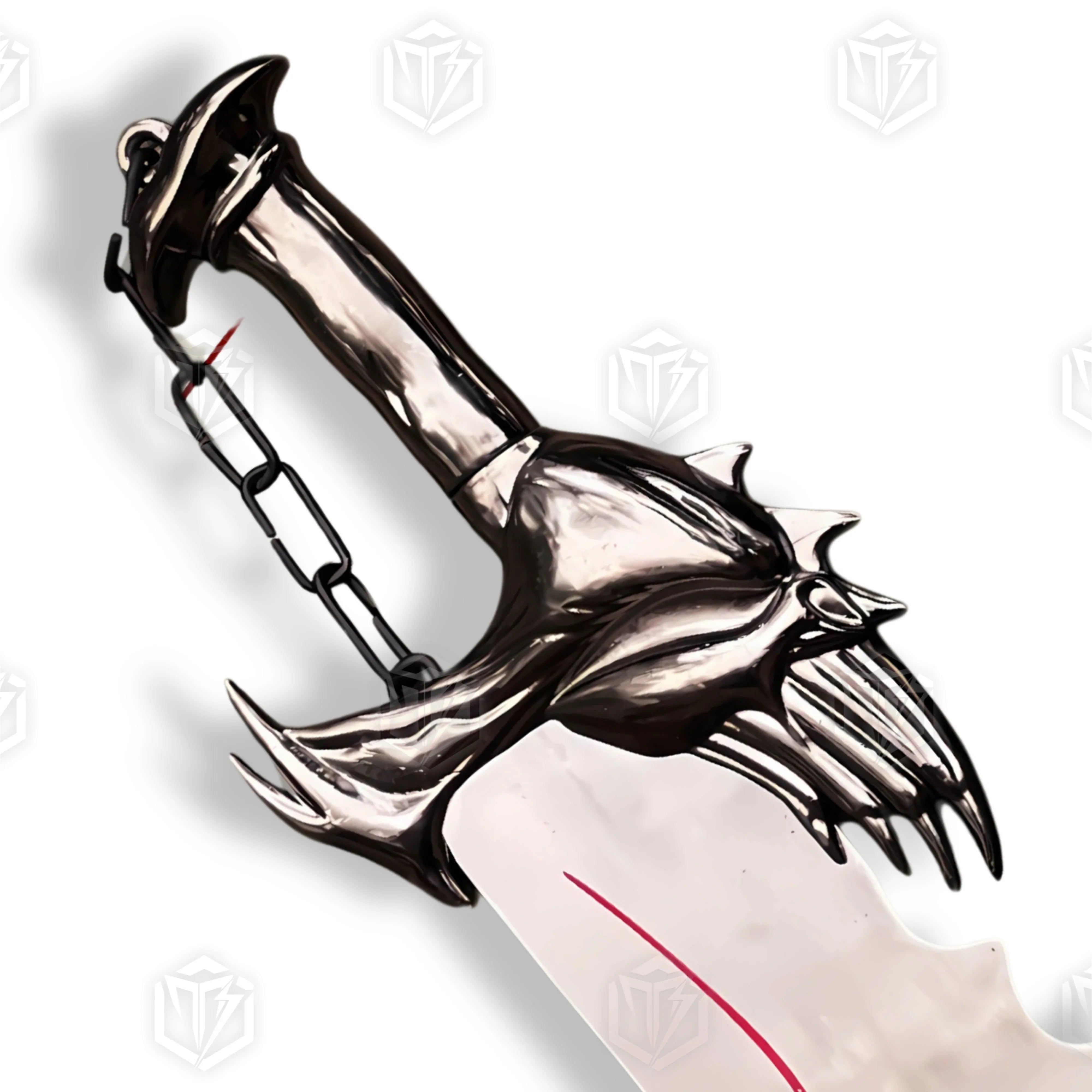Premium Kratos Inferno Silver Blades of Chaos Replica GOW with Ebony Plaque