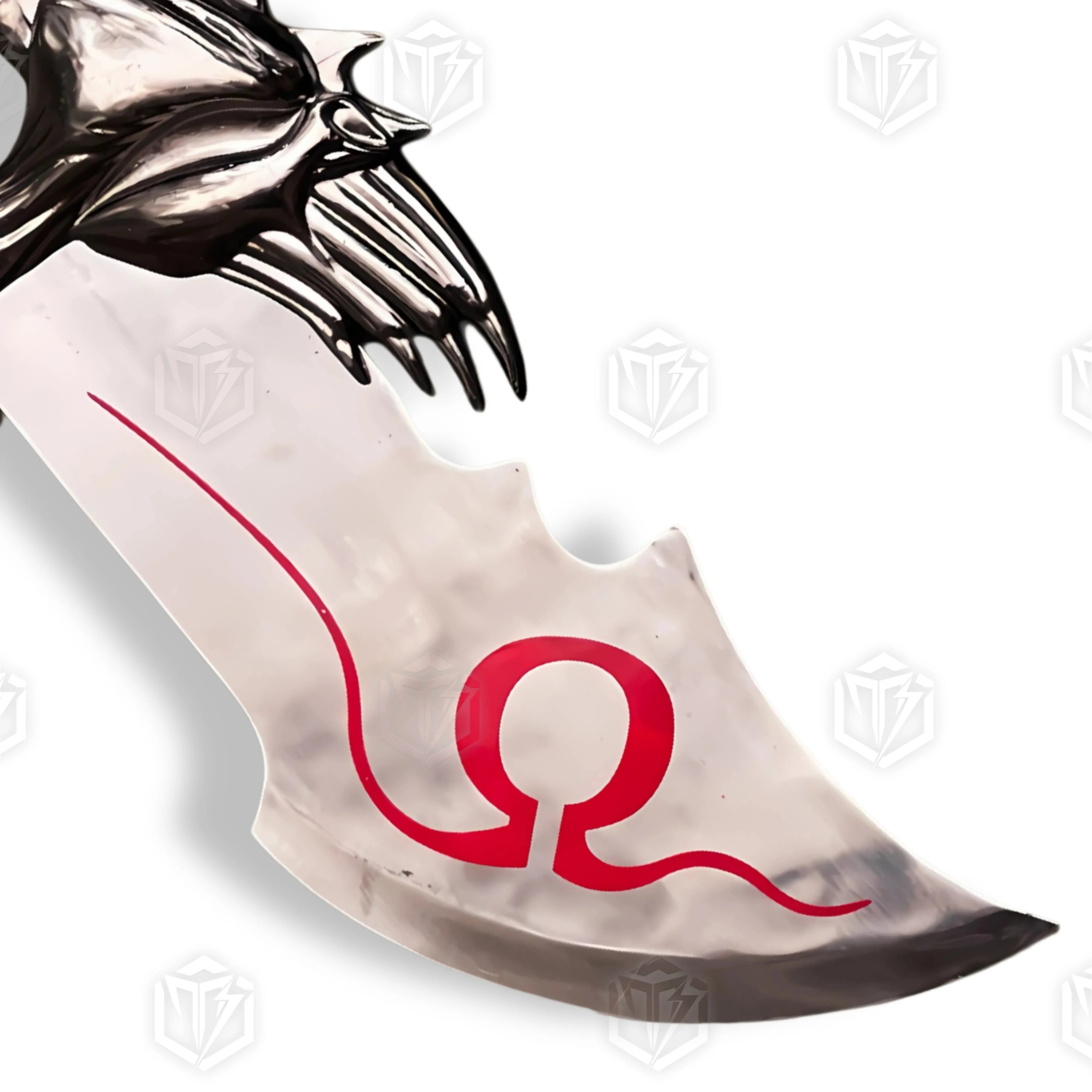 Premium Kratos Inferno Silver Blades of Chaos Replica GOW with Ebony Plaque