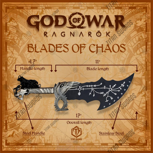 Premium Kratos Norse Black Blades of Chaos Replica GOW with Ebony Plaque