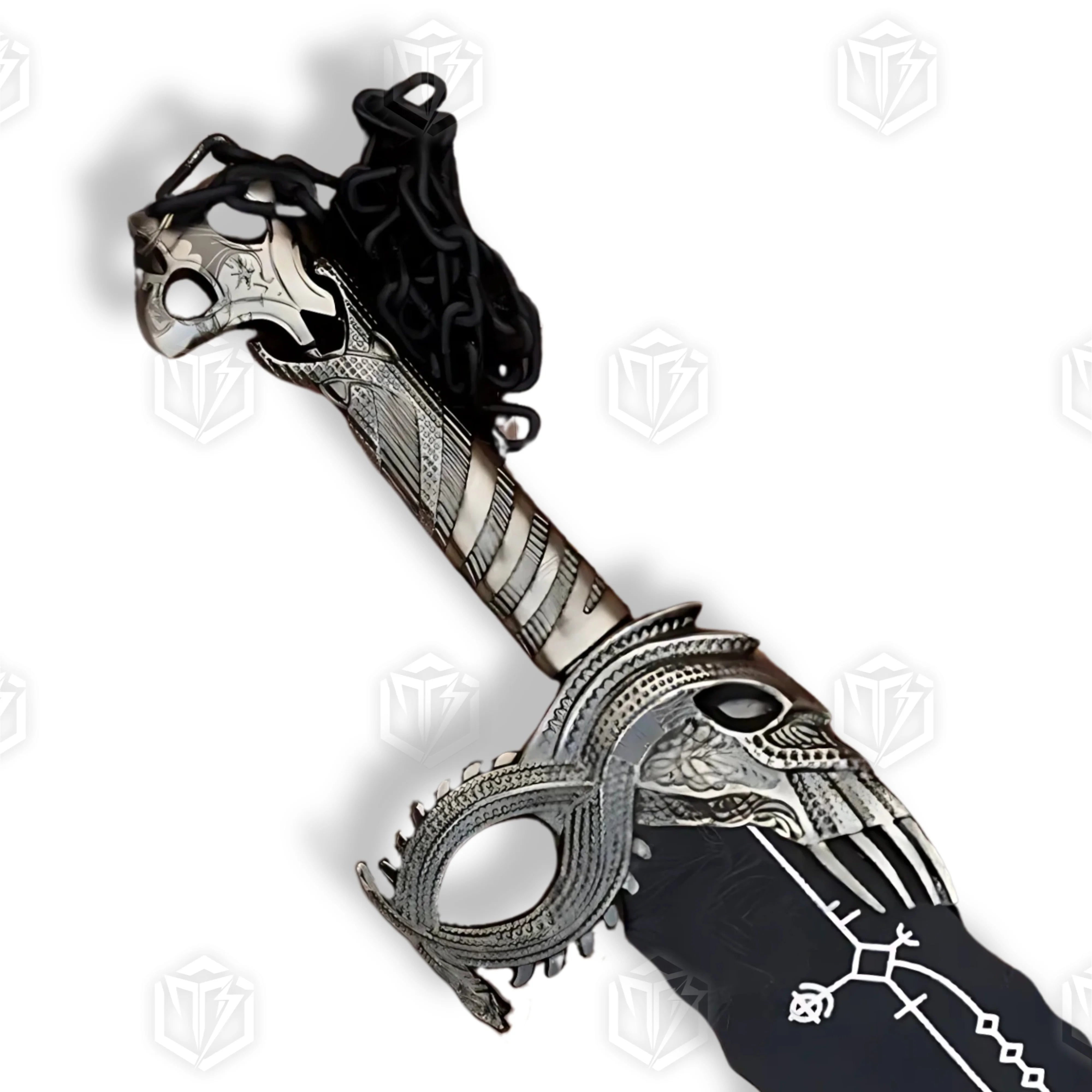 Premium Kratos Norse Black Blades of Chaos Replica GOW with Ebony Plaque