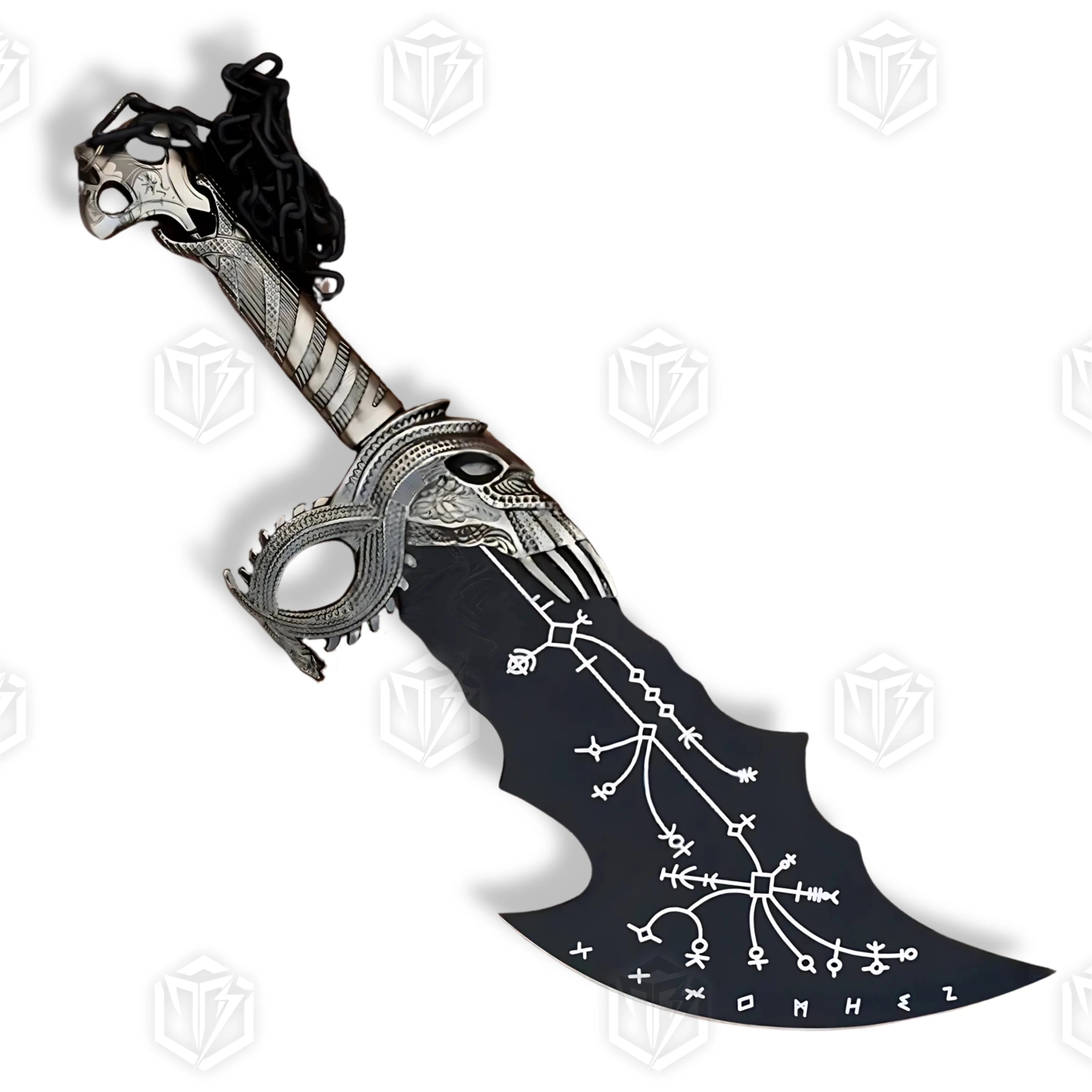 Premium Kratos Norse Black Blades of Chaos Replica GOW with Ebony Plaque