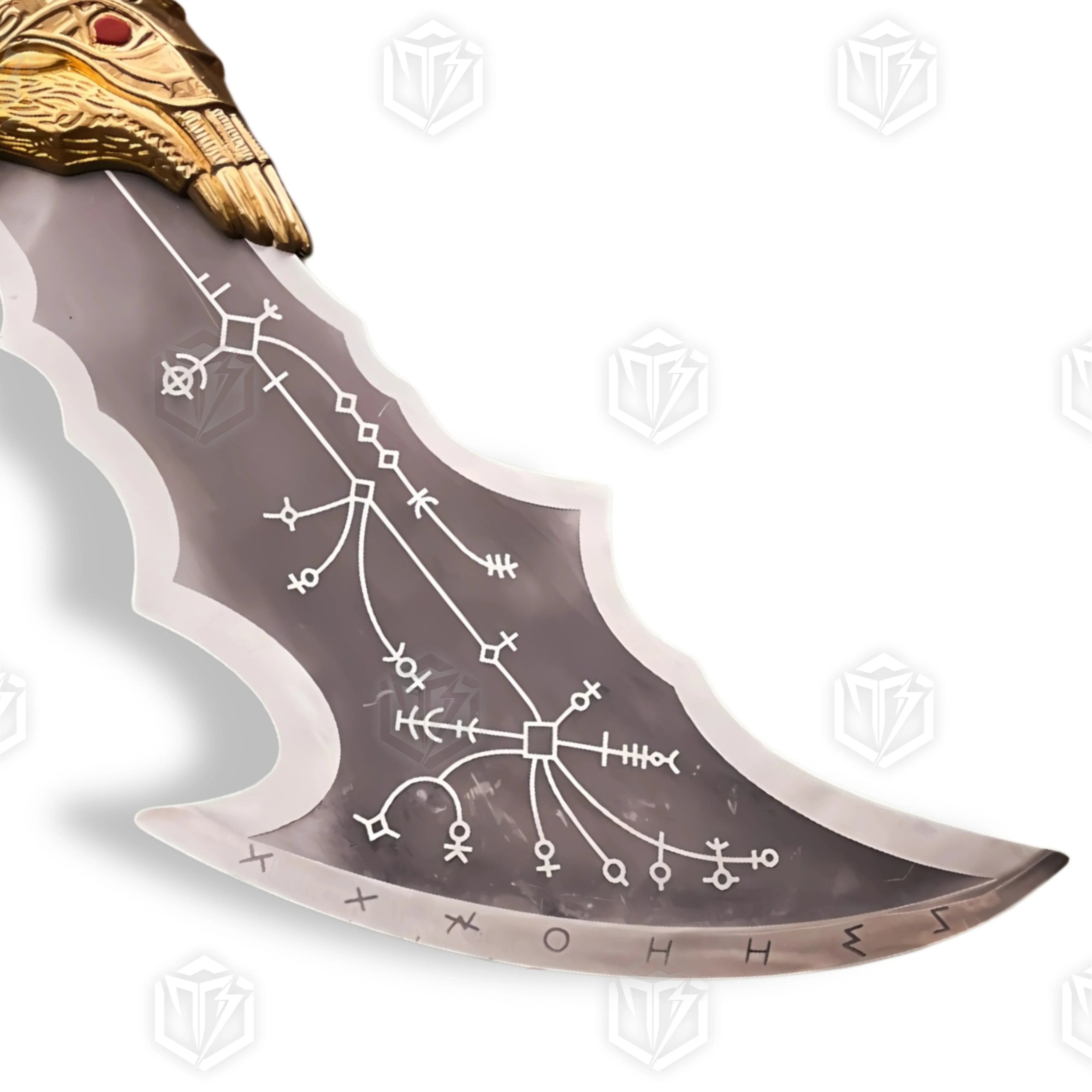 Premium Kratos Crimson Blades of Chaos Replica GOW with Walnut Plaque