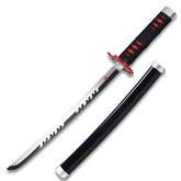 Tanjiro Kamado Black Nichirin prop replica with matte scabbard and stand for Demon Slayer collector display
