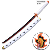 Detailed Demon Slayer Red Nichirin Sword inspired by Flame Hashira Kyojuro Rengoku for cosplay photography