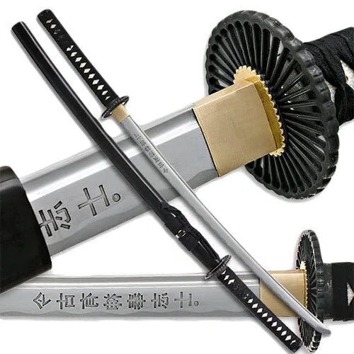 Disassemblable full tang katana displayed for collector showcase