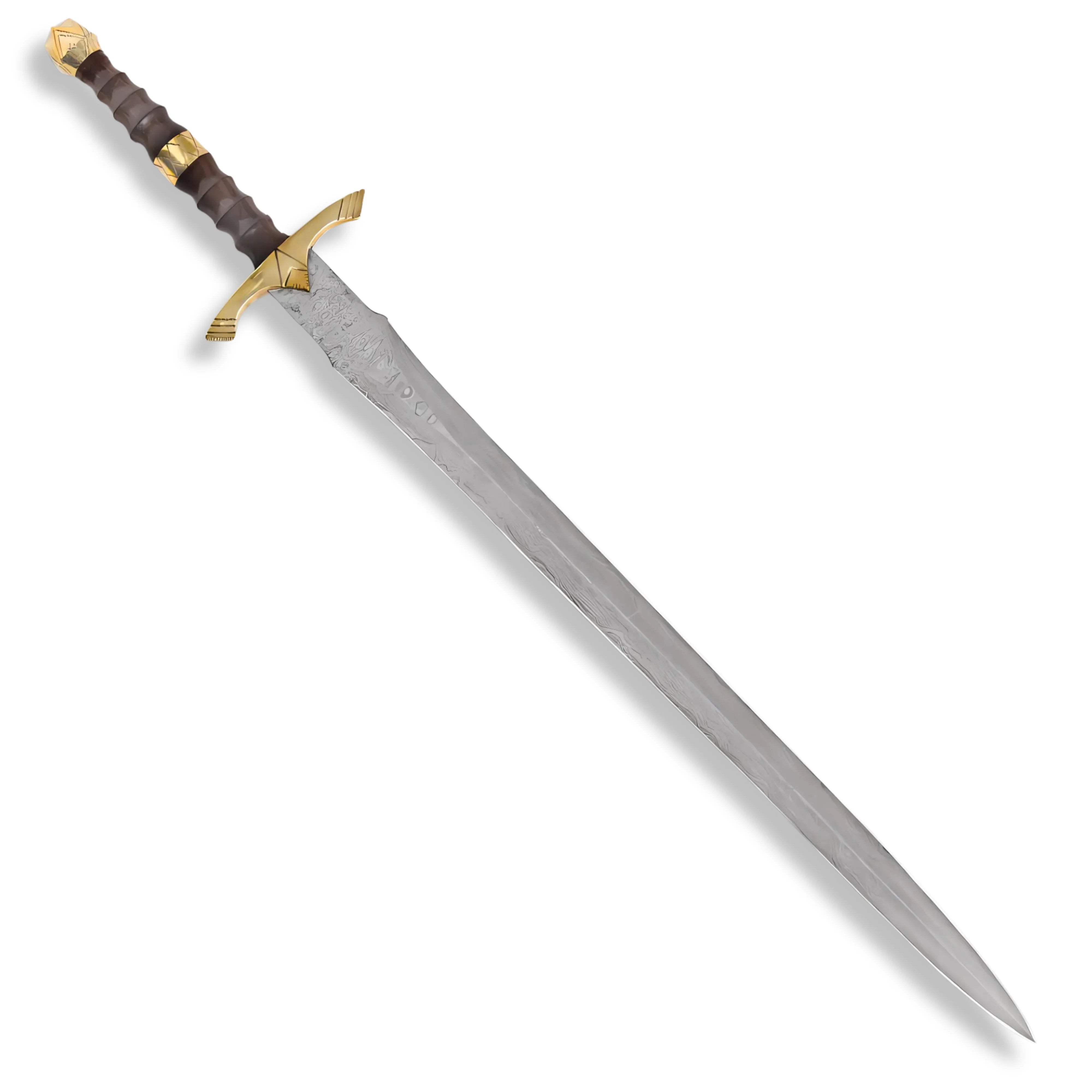 Premium Legends In Steel Brass Heartwood Damascus Sword with Damascus steel.