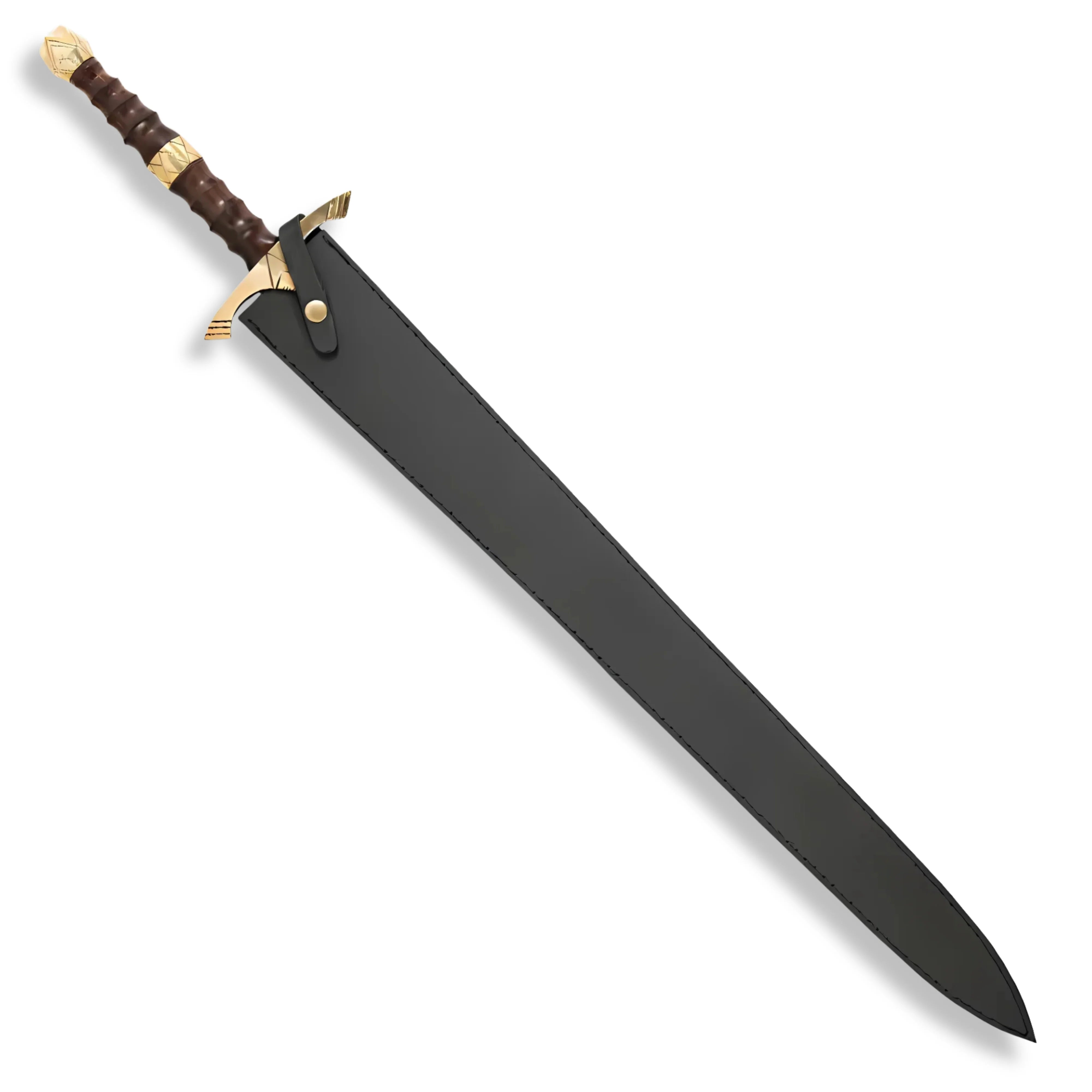 Premium Legends In Steel Brass Heartwood Damascus Sword with Damascus steel.
