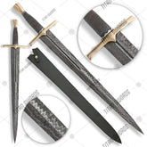 Premium Legends In Steel Medieval Wire Wrapped Damascus Sword with damascus steel.
